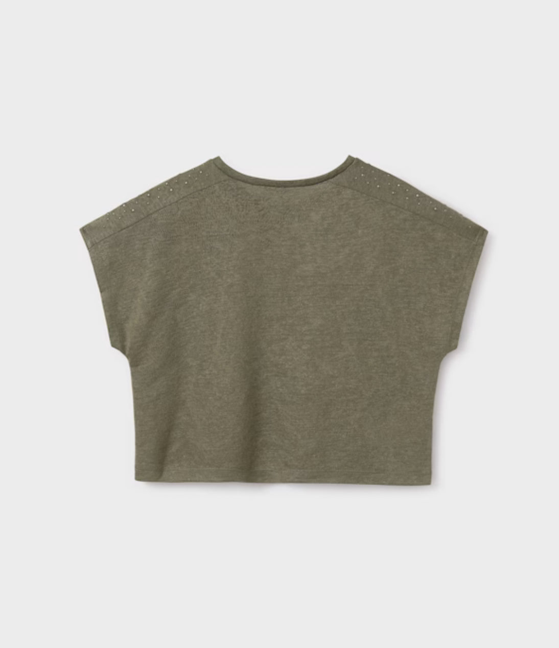 Girl T-Shirt with Studs-Moss