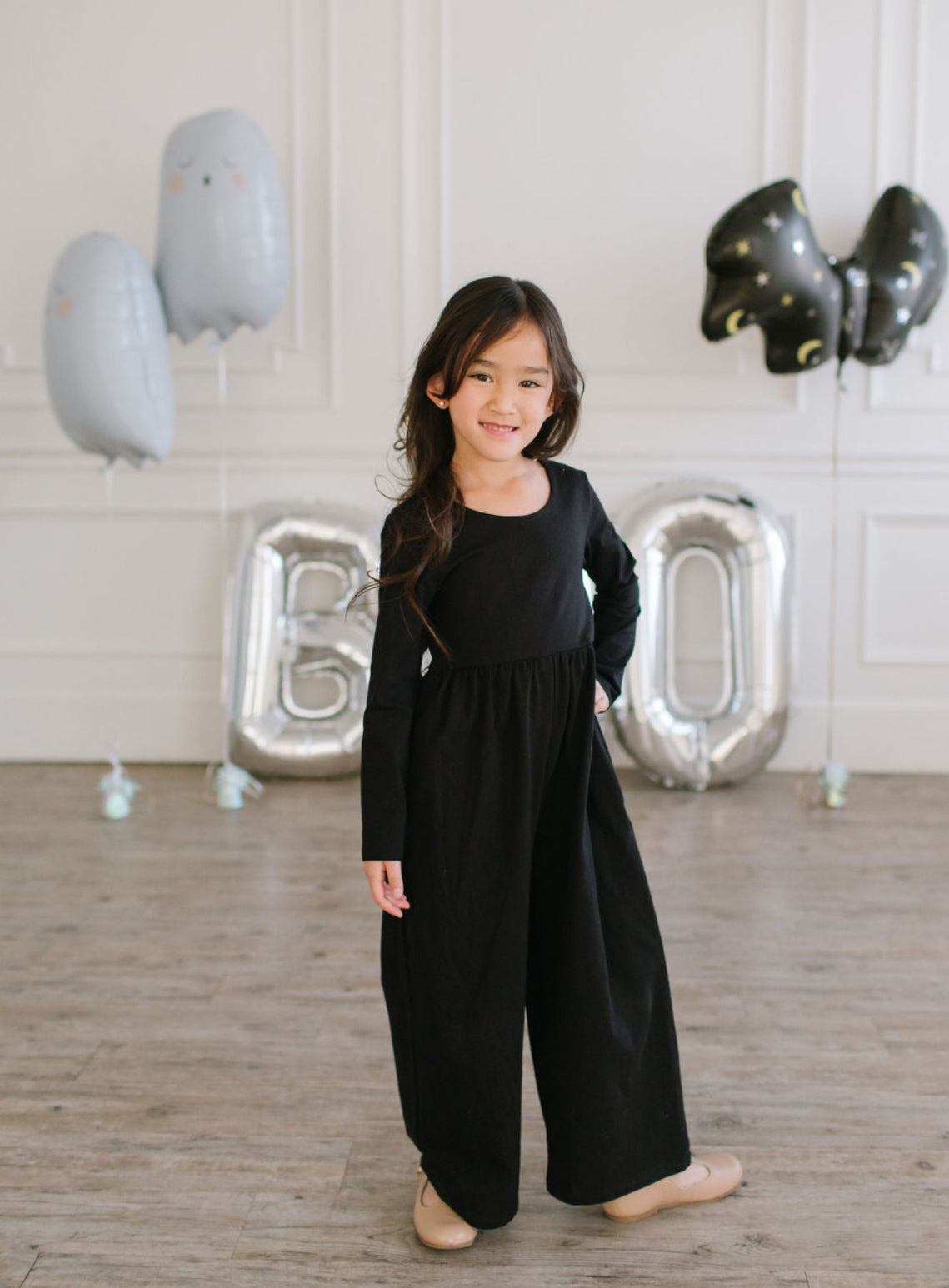 Long Sleeve in Leggy Romper in Midnight
