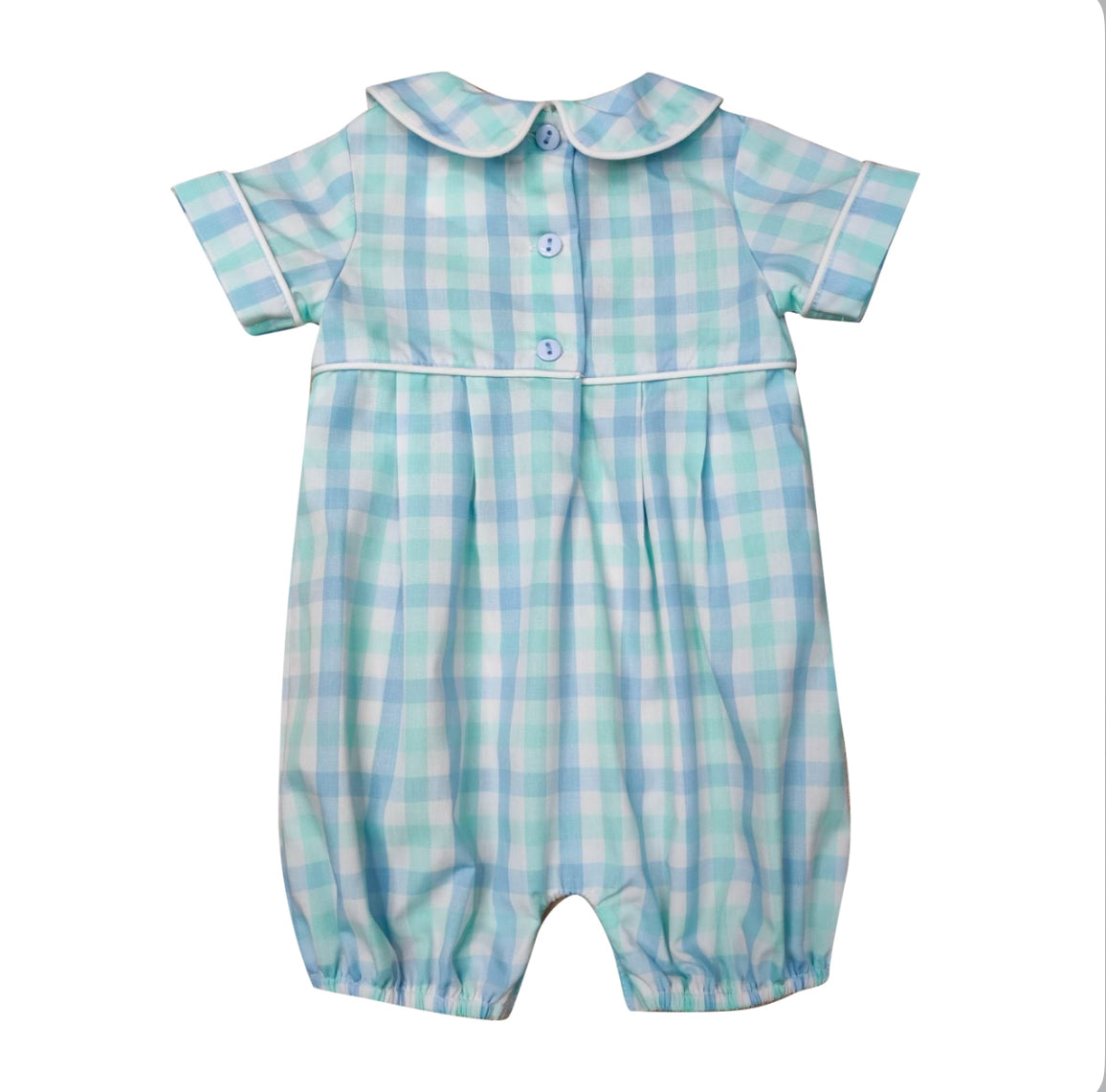 Blue Plaid Boy’s Romper