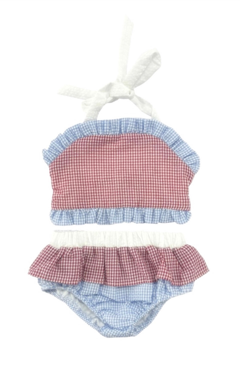 2pc Swimsuit–Red & Blue Colorblock