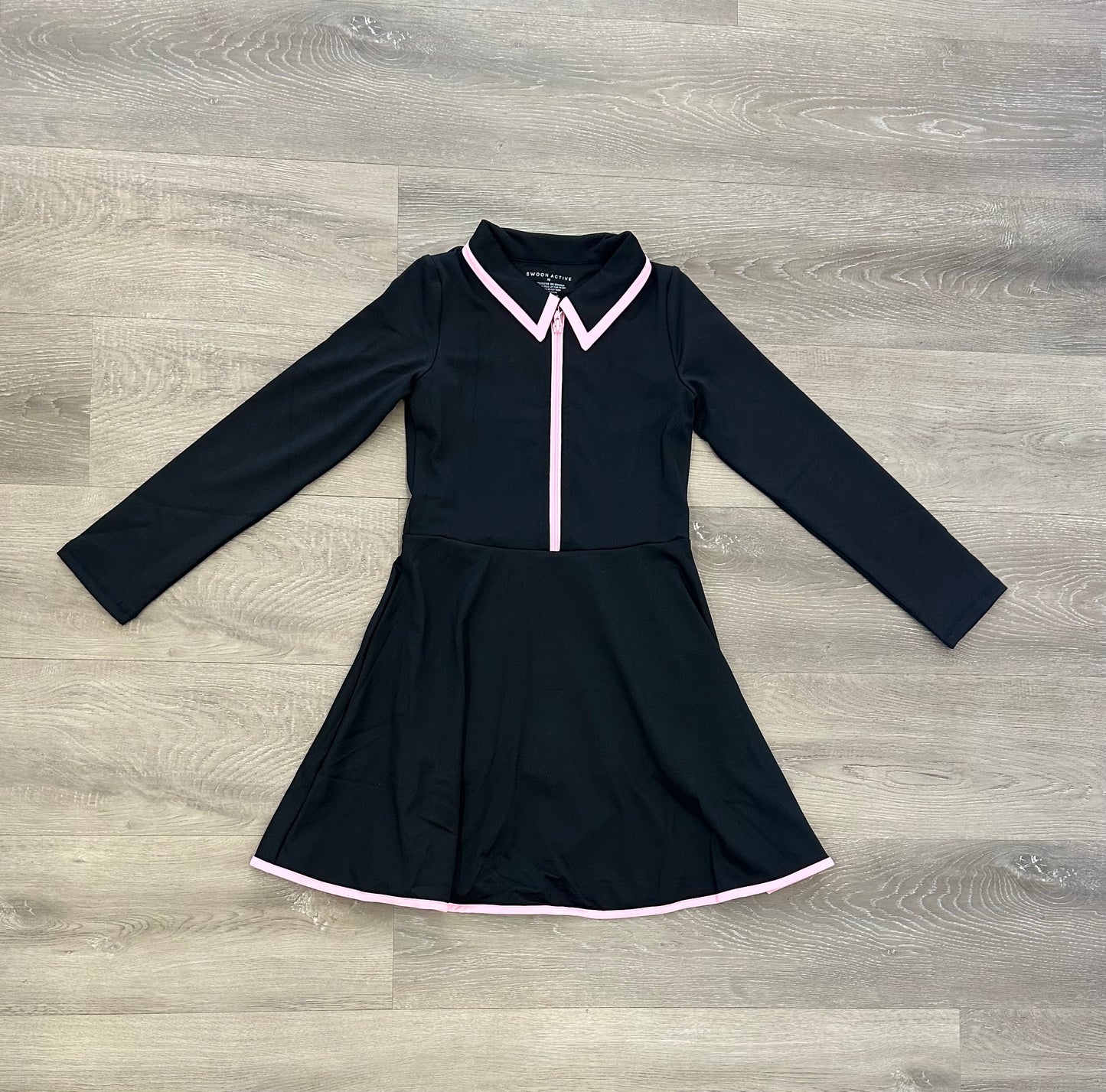 Courtside Black/Pink, L/S Tennis Dress