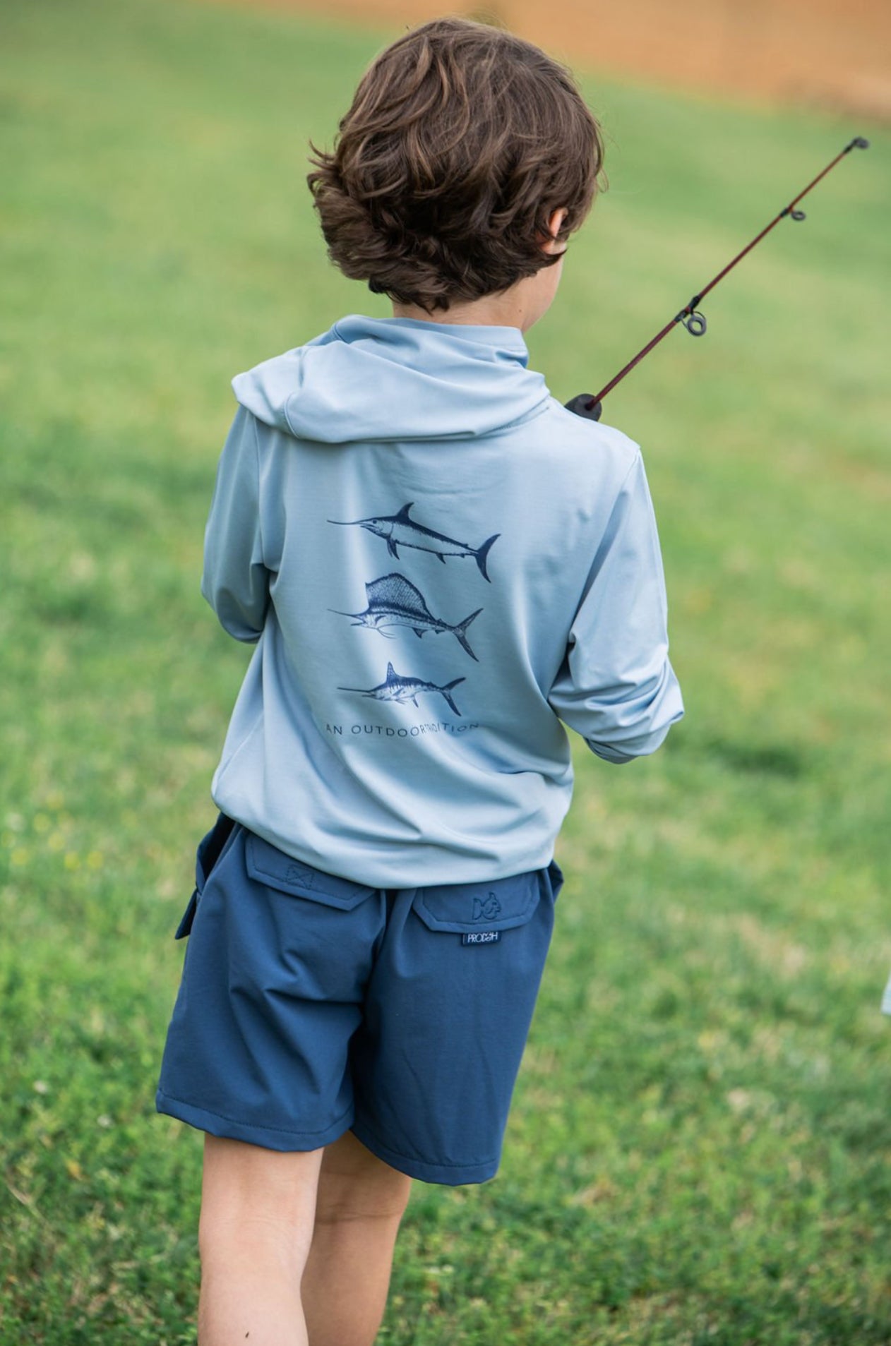Pro Performance Hoodie Fishing Tee-Ash