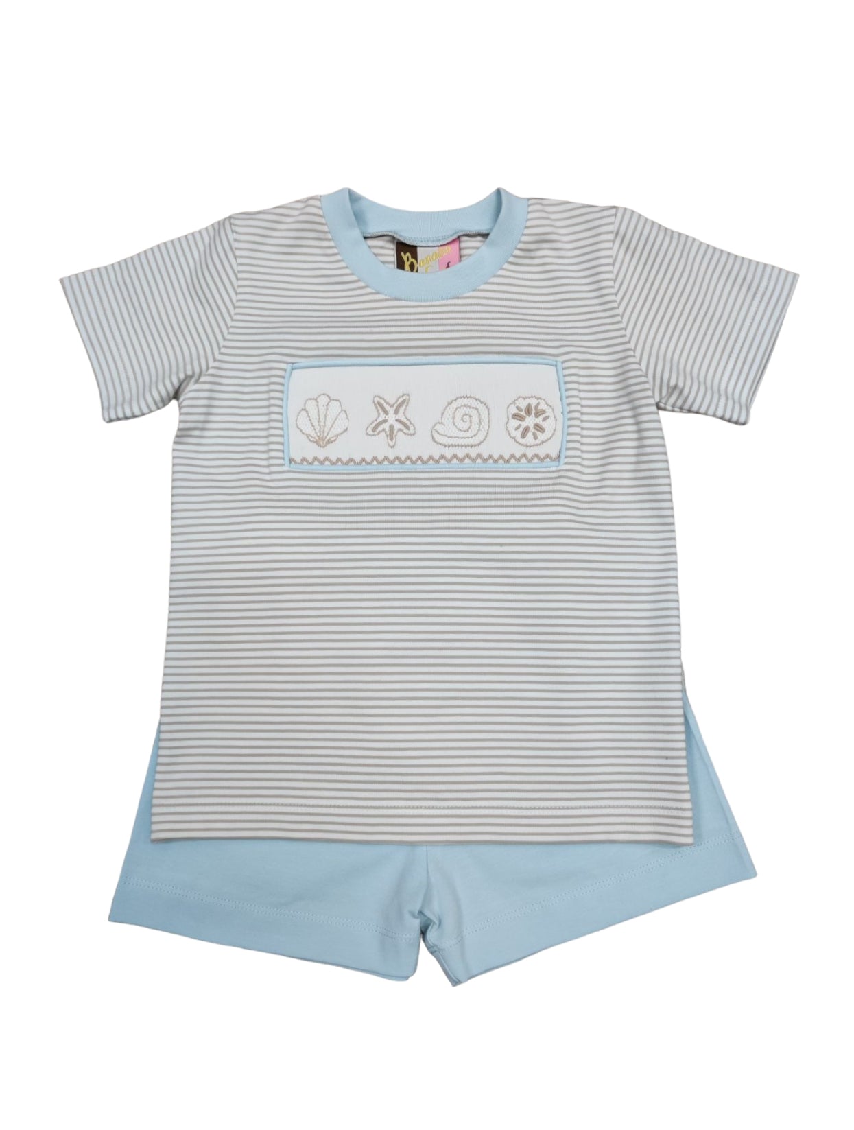 Seashell Smocked Boys Short Set