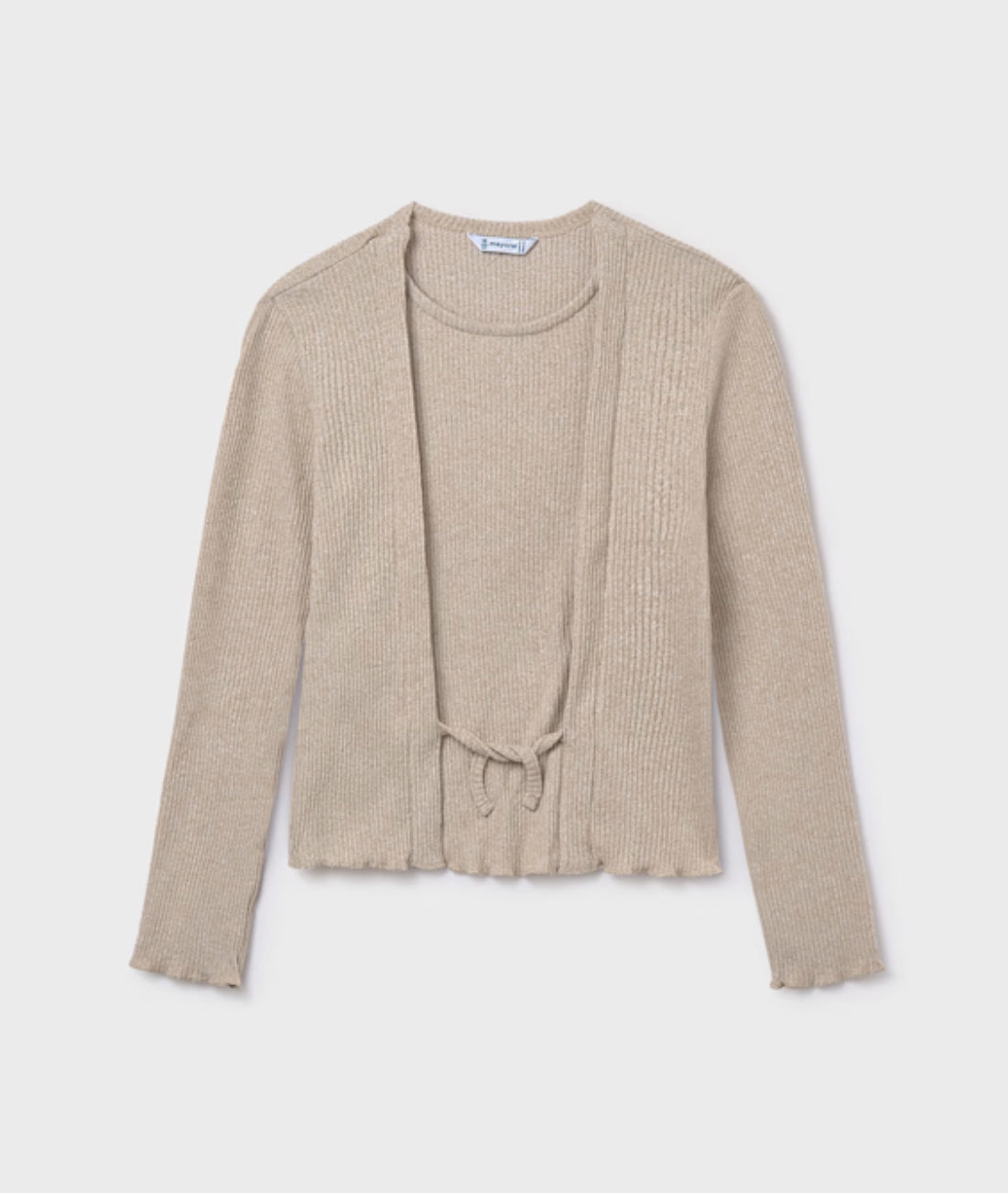 Girl Rib Knit Top-Sesame Heather