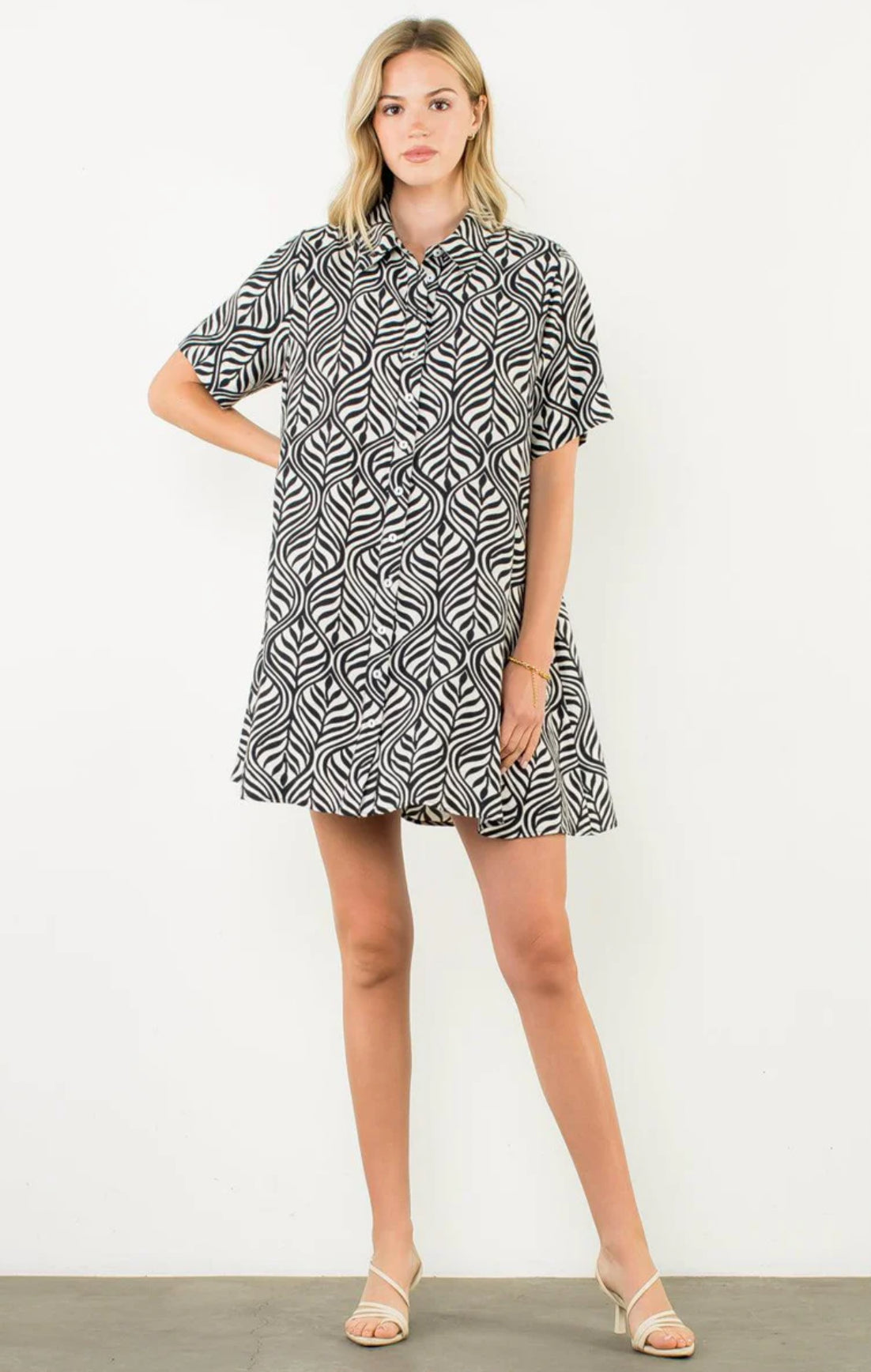 Black S/S Button Up Dress