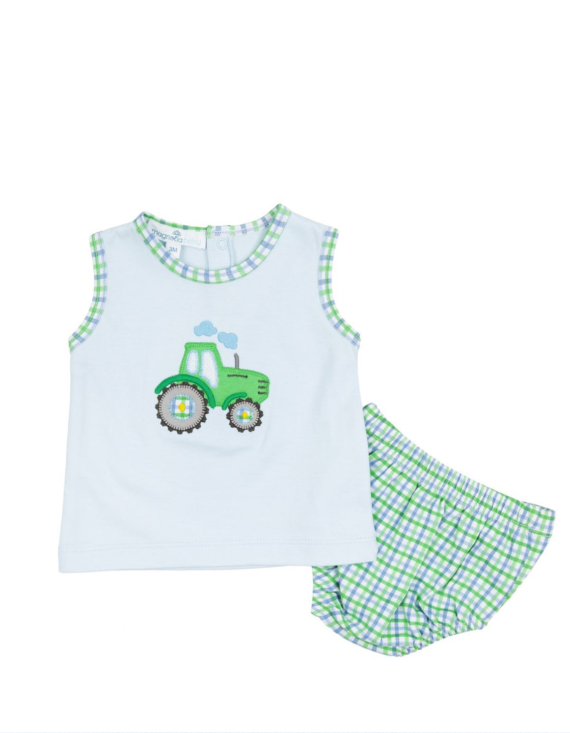 Tractor Tales Applique Light Blue S/less Diaper Cover Set