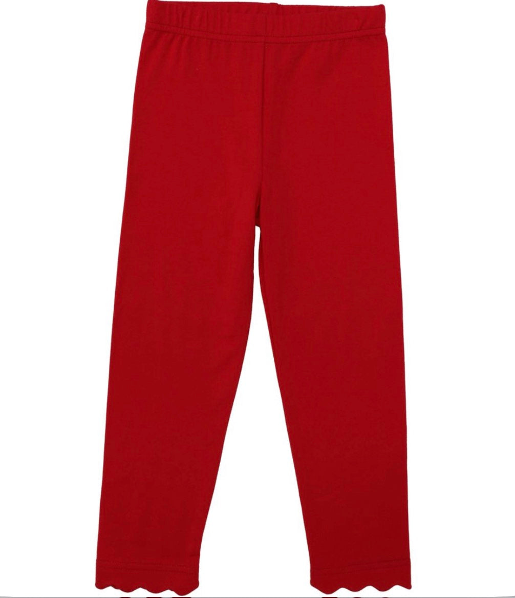 Red- Scalloped Leggings