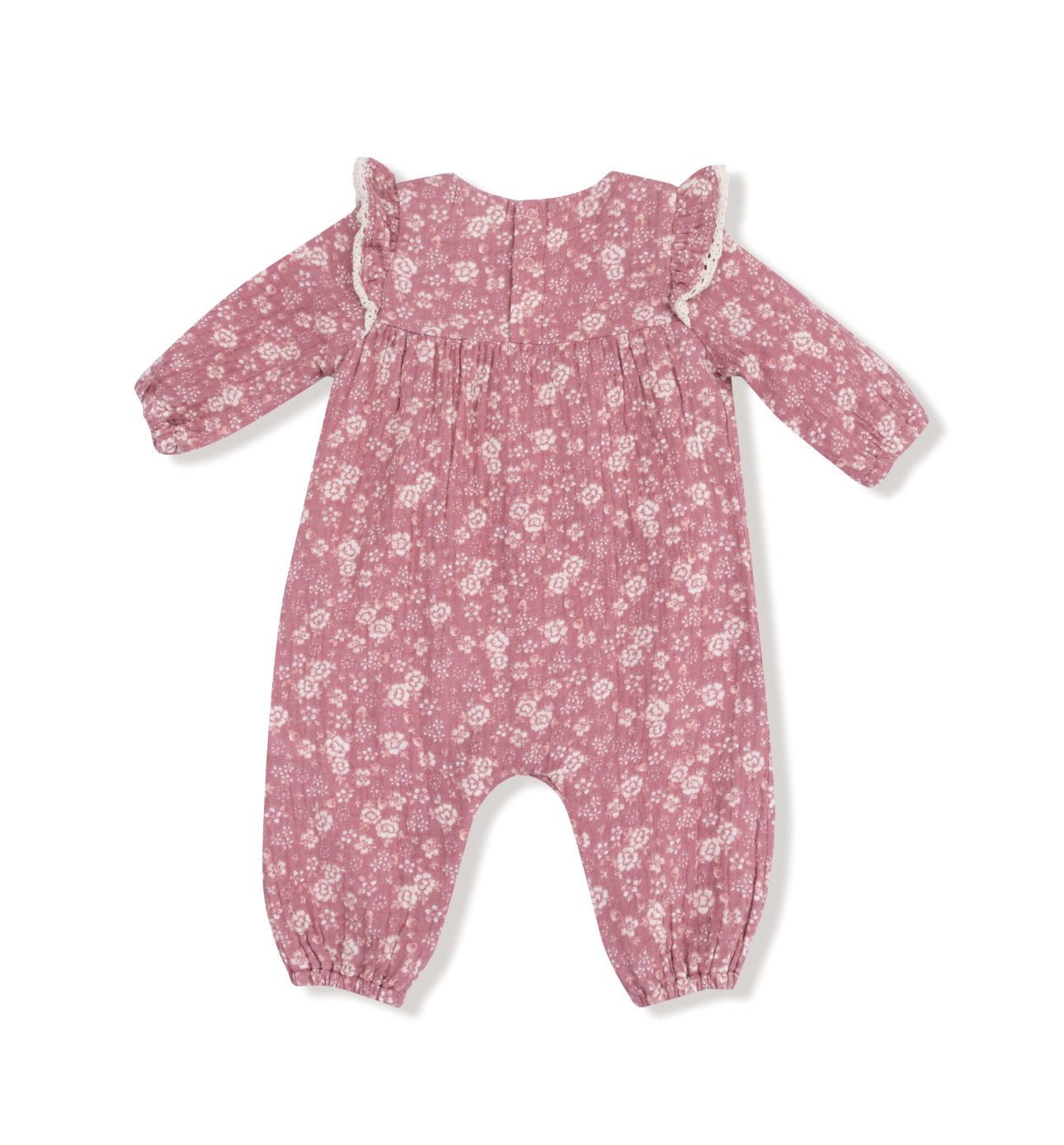 Bandana Floral- Ruffle Sleeve Romper-Dusty Rose