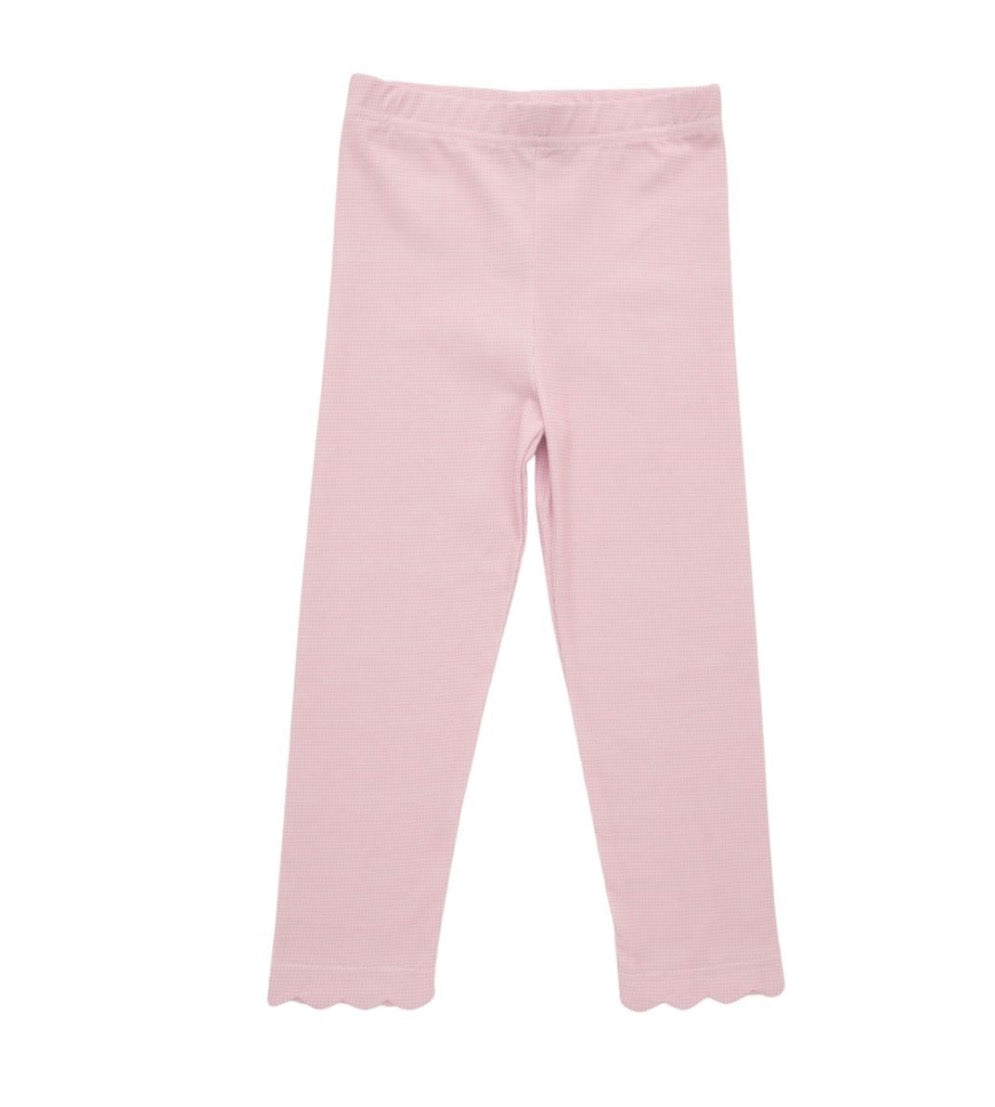 Light Pink Microgingham- Scalloped Leggings