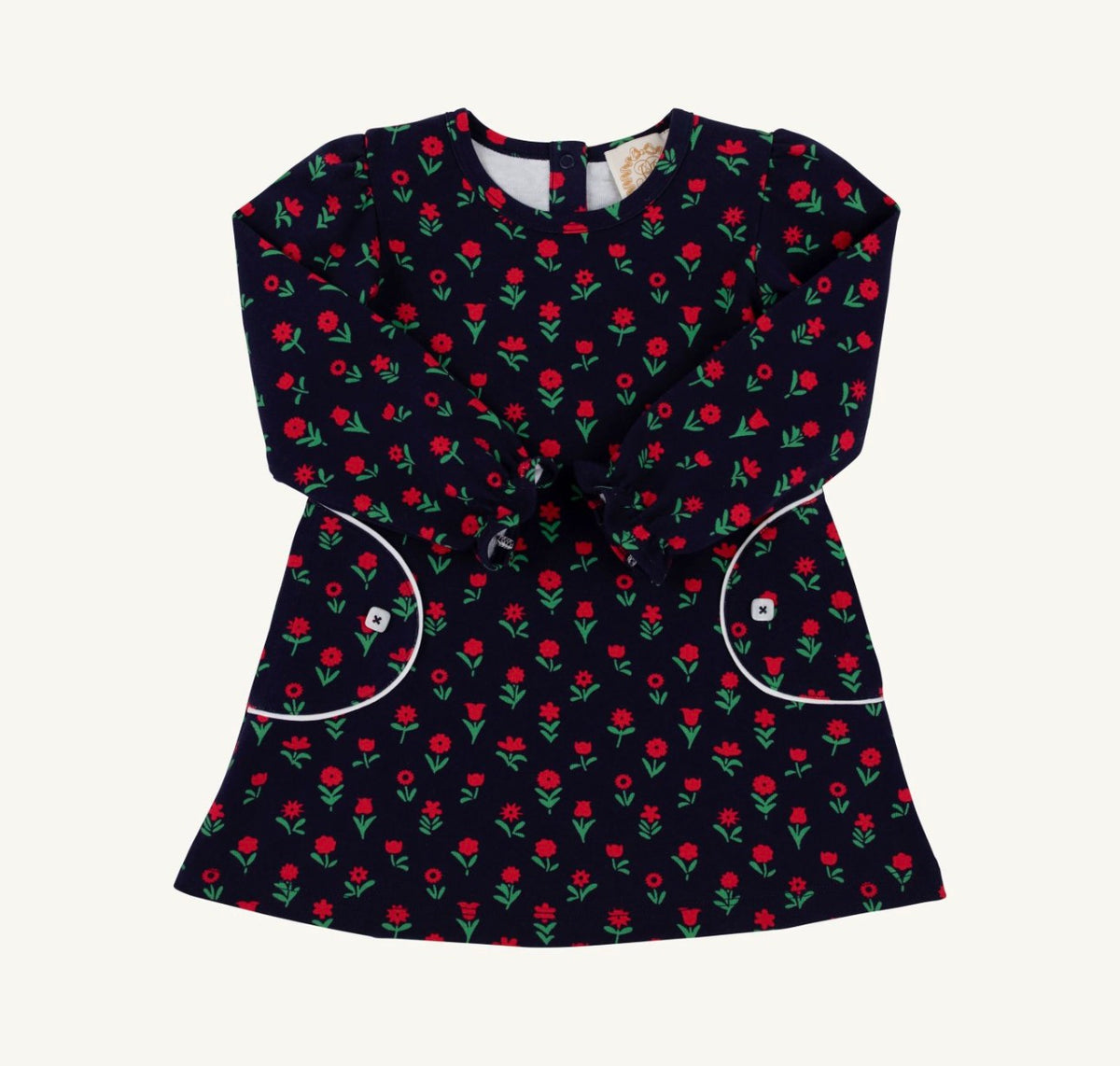 Sadie Sweatshirt Dress-Heavy Weight Pima-Prescott Farm Flowers/Worth Ave White