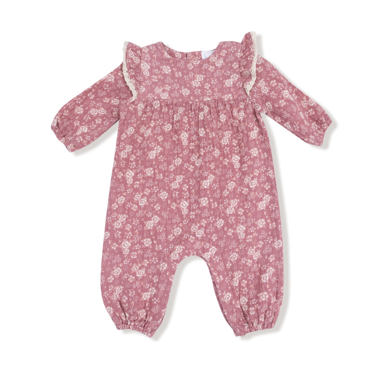 Bandana Floral- Ruffle Sleeve Romper-Dusty Rose