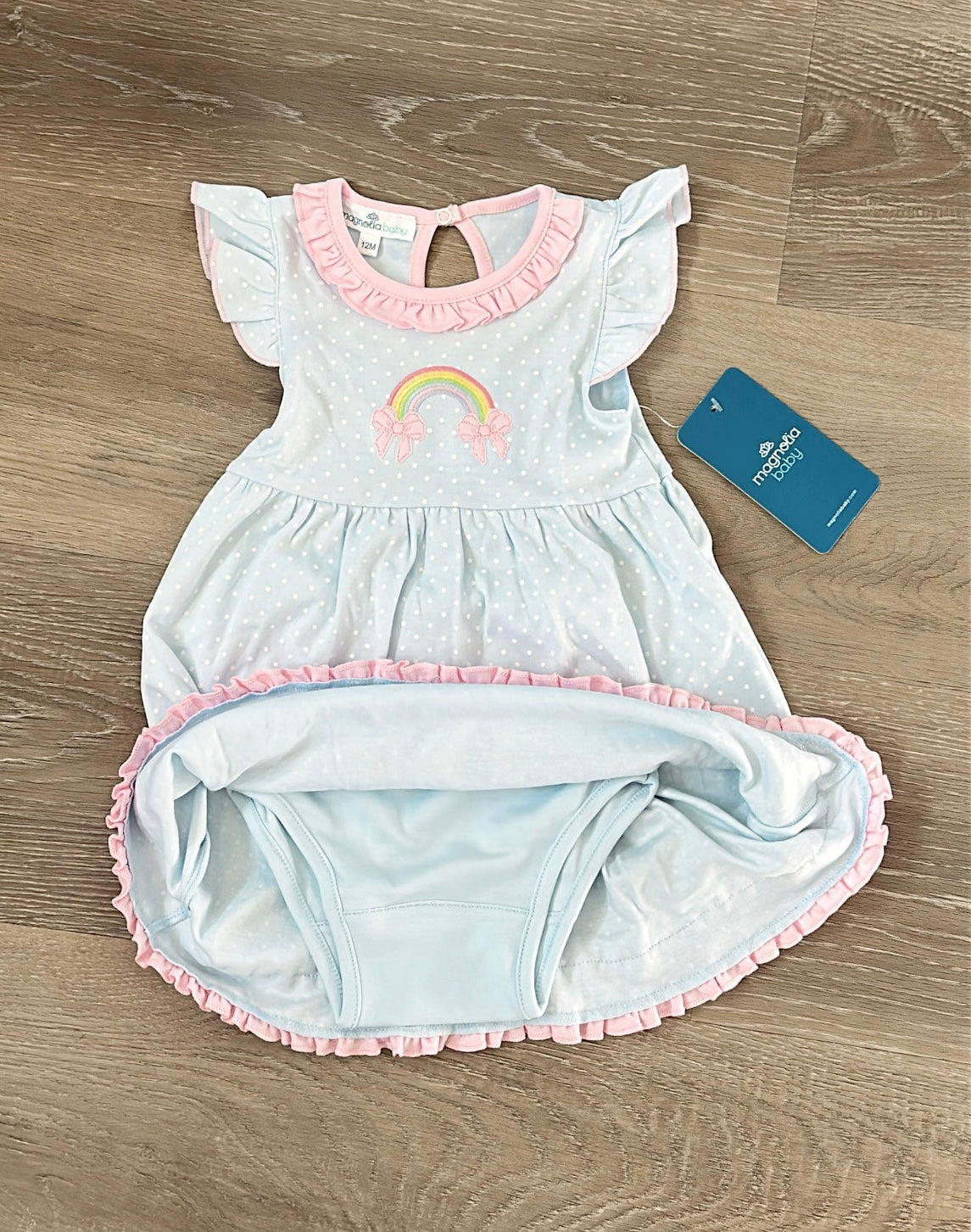 Rainbow Wishes Applique Pink Flutters Dress Set