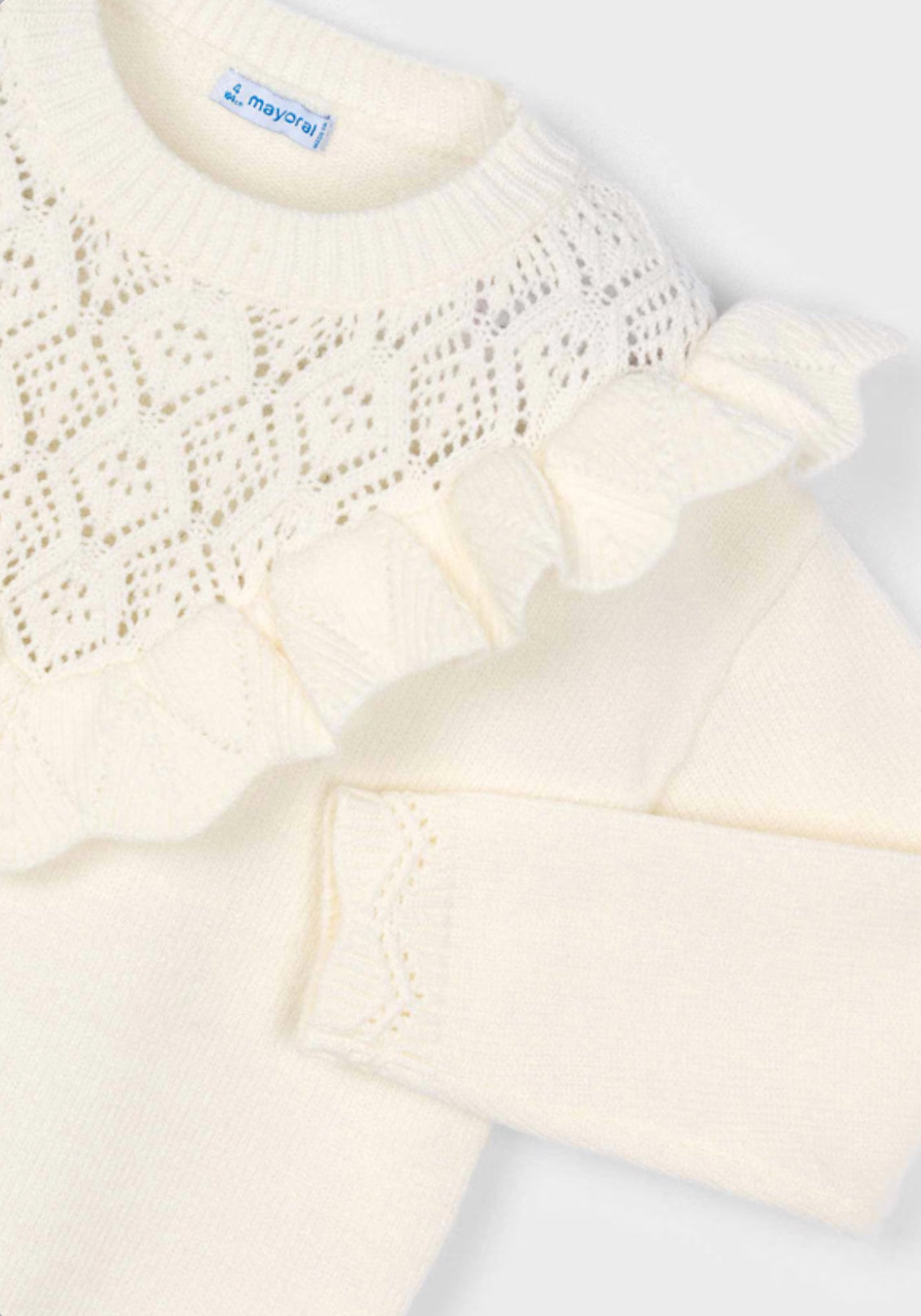 Girl Openwork Knit Sweater- Macchiato