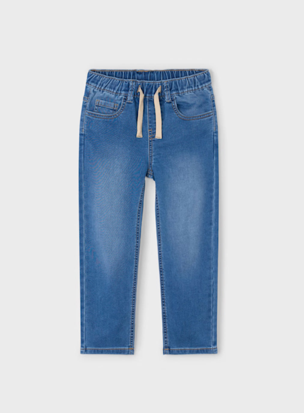 Boy Jogger Jeans With Drawstring Waist- Medium Denim