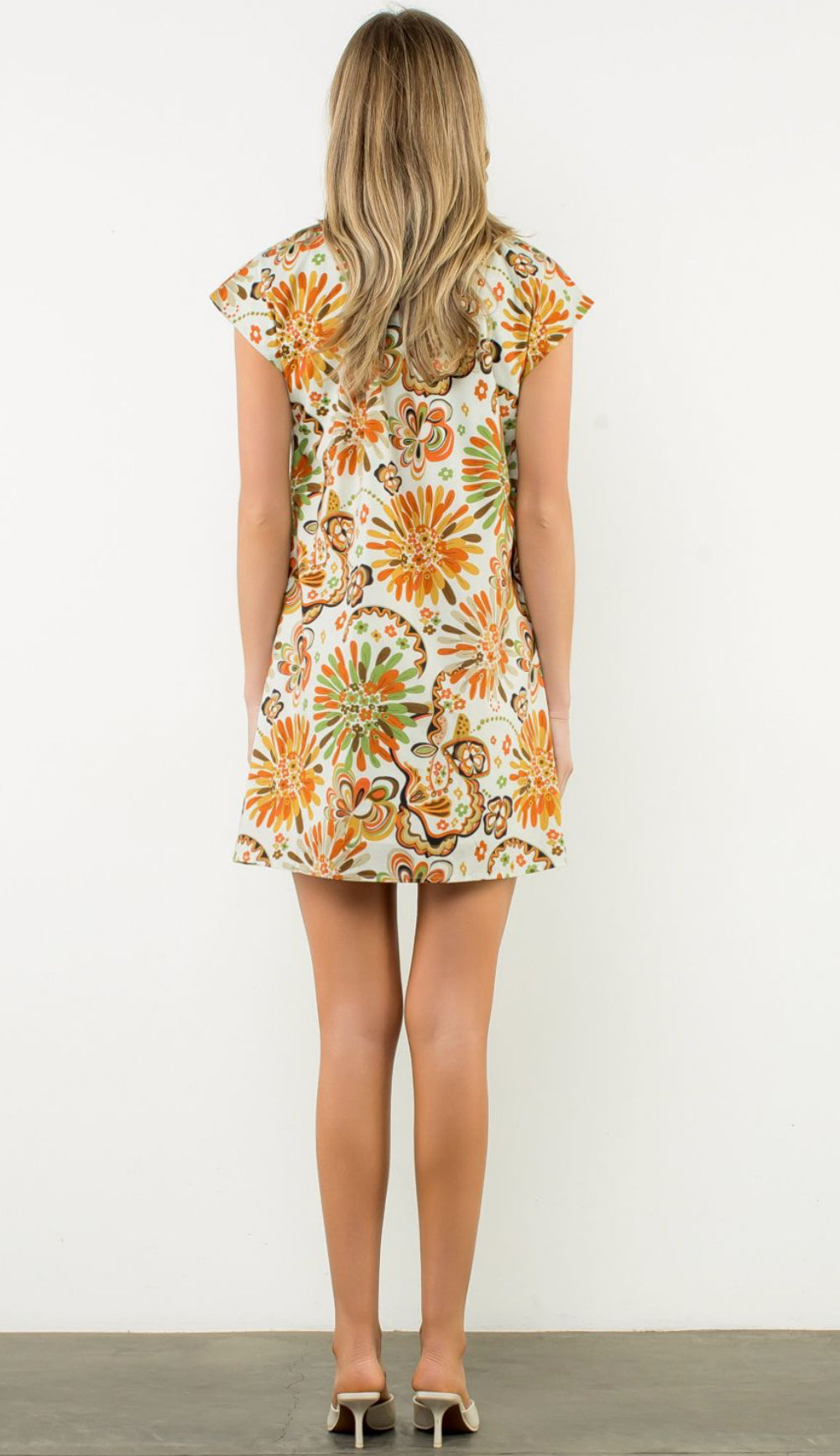 Ruffled Neck Flower Print