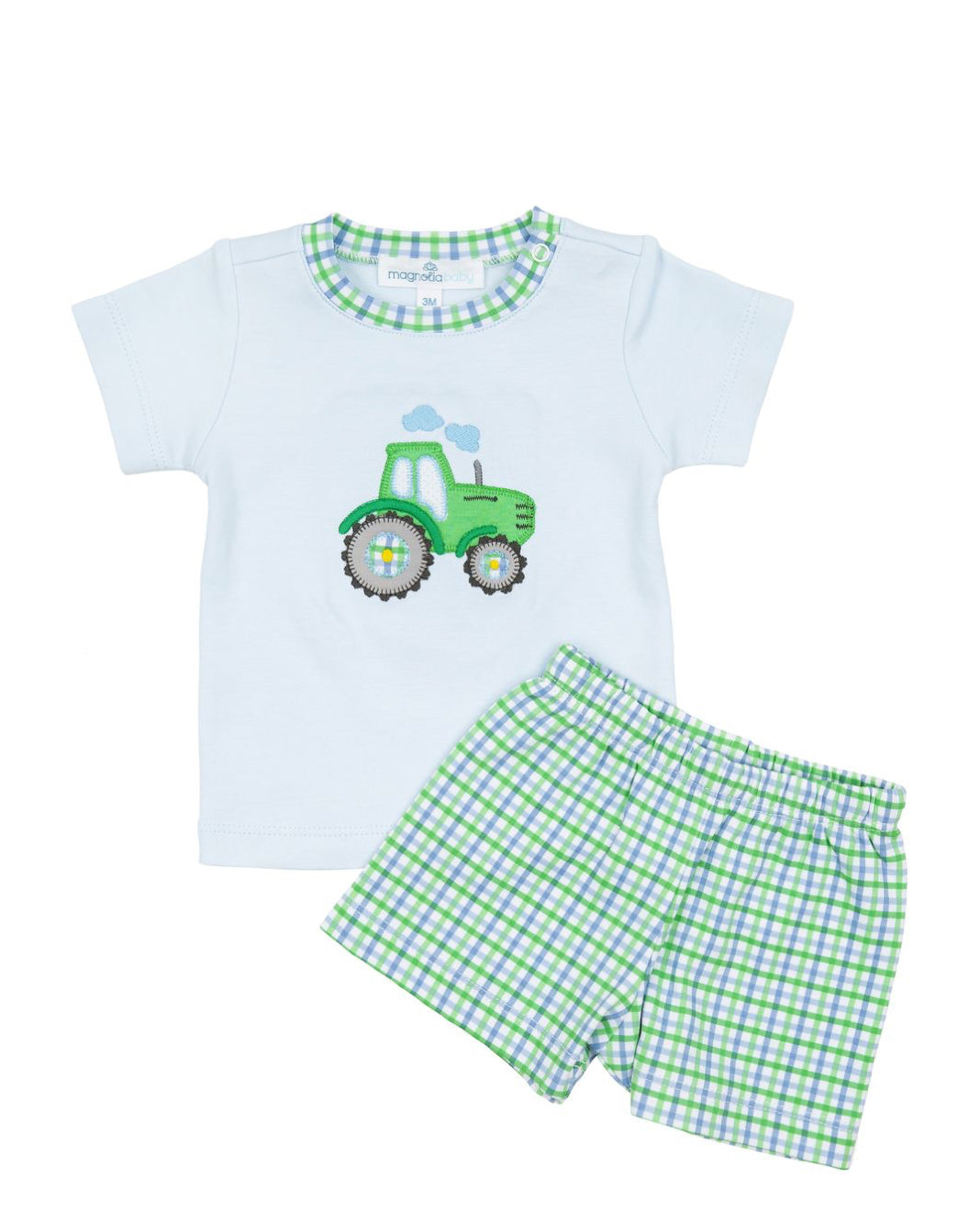 Tractor Tales Applique Light Blue Toddler Short Set