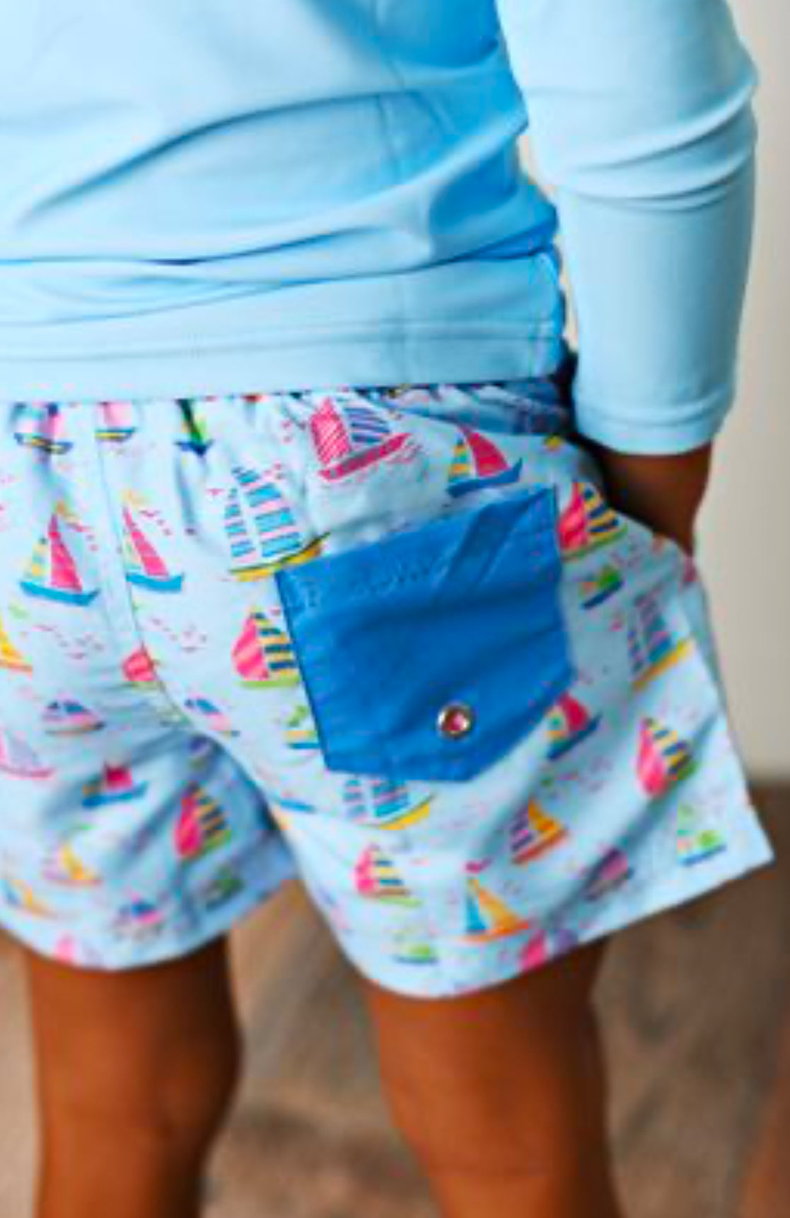 UPF50 Swim Trunks-Sailboats