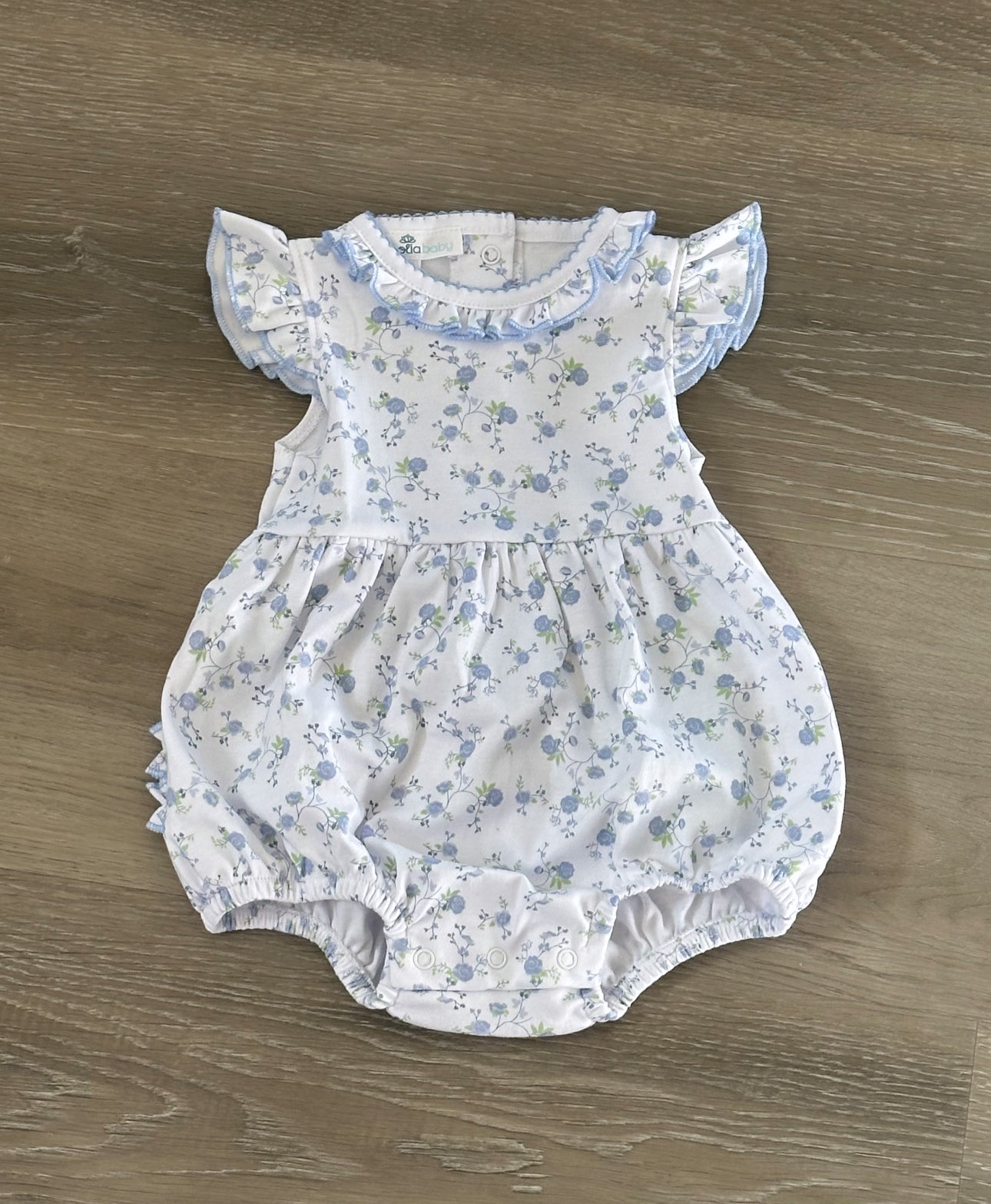 Skylar's Classics Sky Blue Printed Ruffle Flutters Bubble