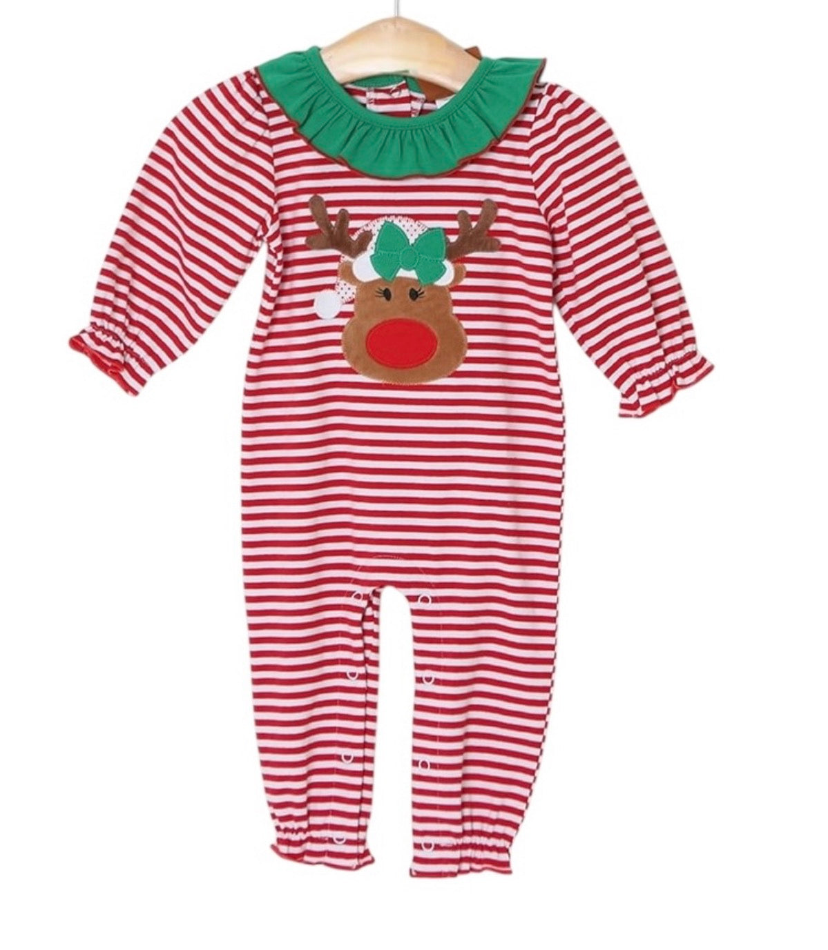 Reindeer Applique Girls Romper