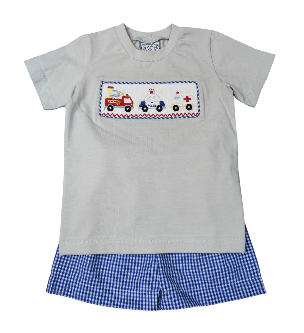 Emergency Vehicle Smocked Short Set