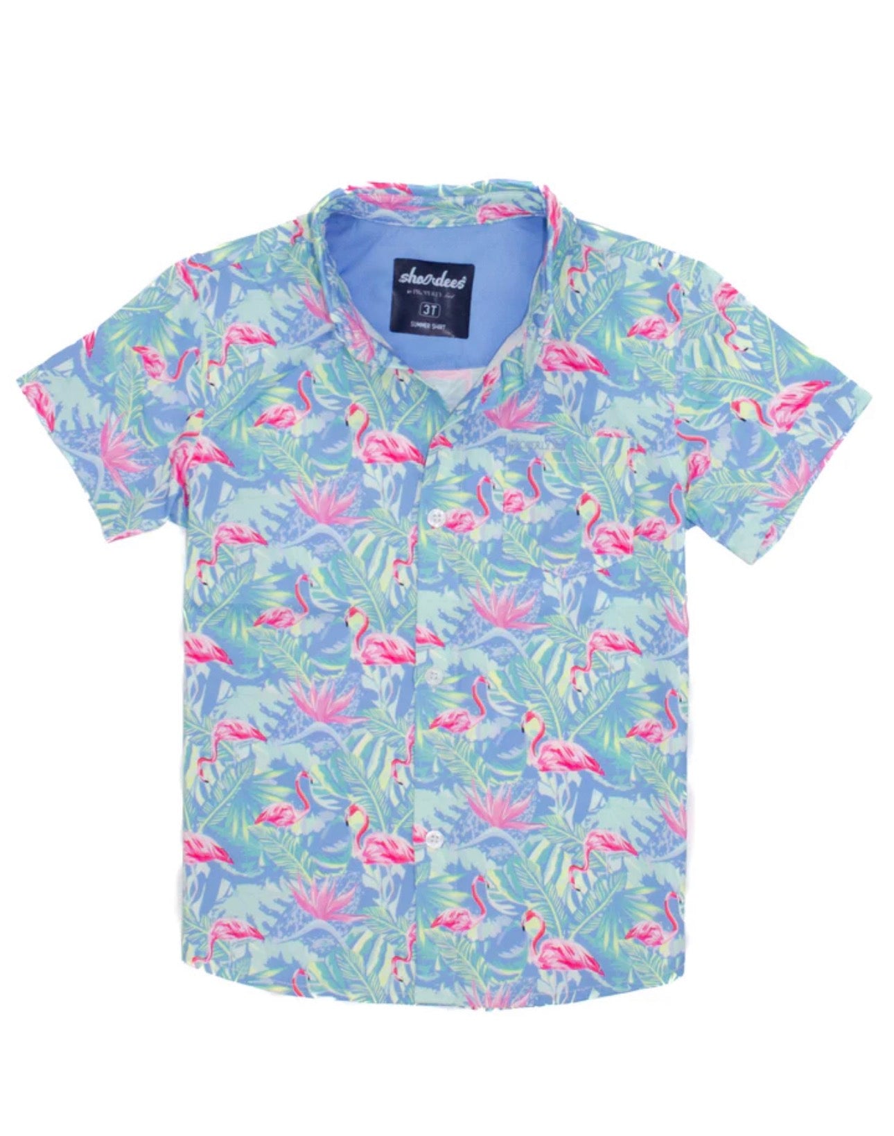 Boys Shordees Summer Shirt Floral Flamingo