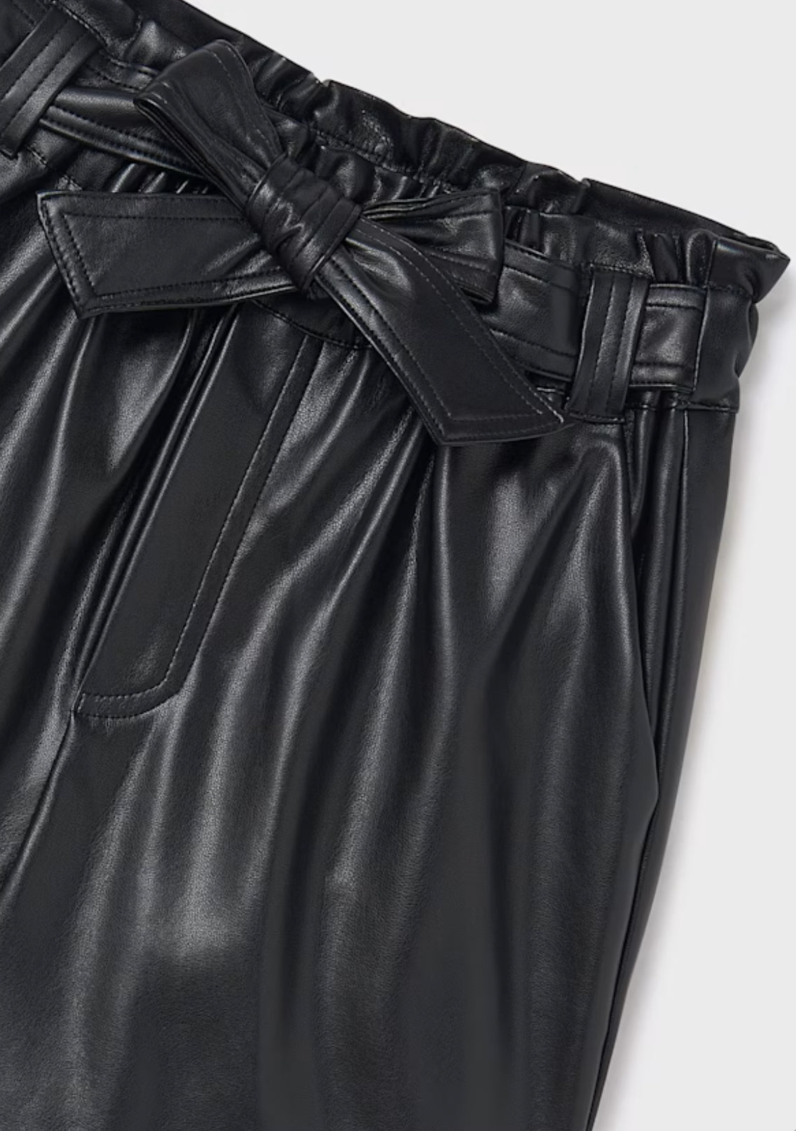 Girl Leatherette Shorts- Black