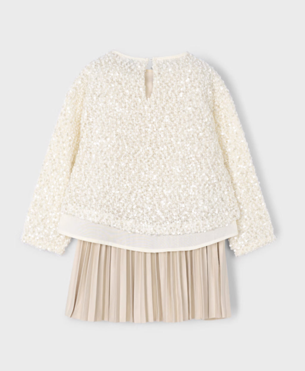 Girl Sequined Dress- Sand