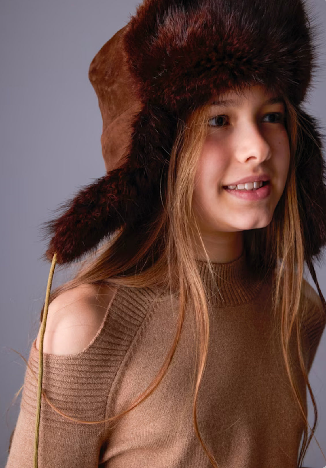 Girl Knit Sweater- Cocoa Heather