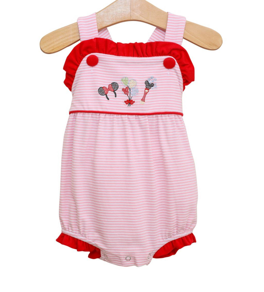 Mouse Embroidery Ruffle Sunsuit