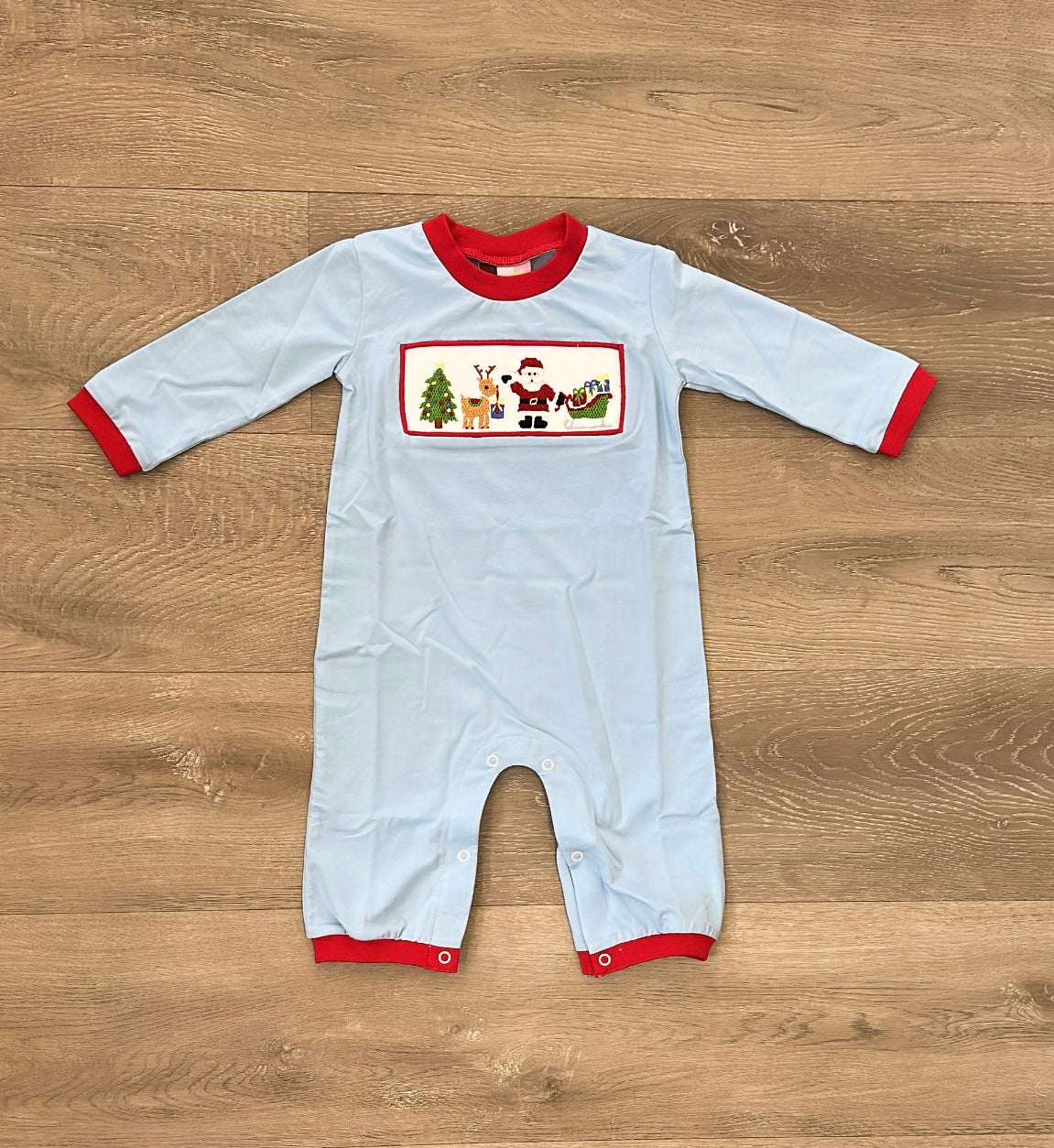 Christmas Eve Smocked Boys Romper