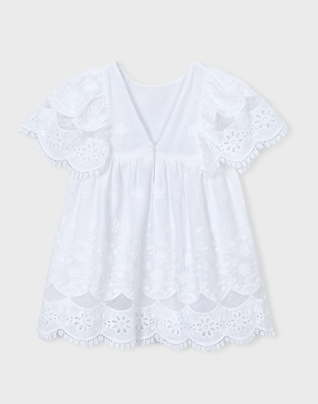 Girl Embroidered Dress-White