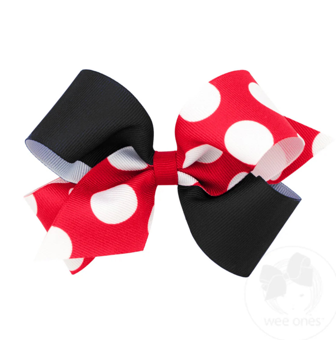 Wide King Two-Tone Solid and Huge Dot Printed Grosgrain Hair Bow