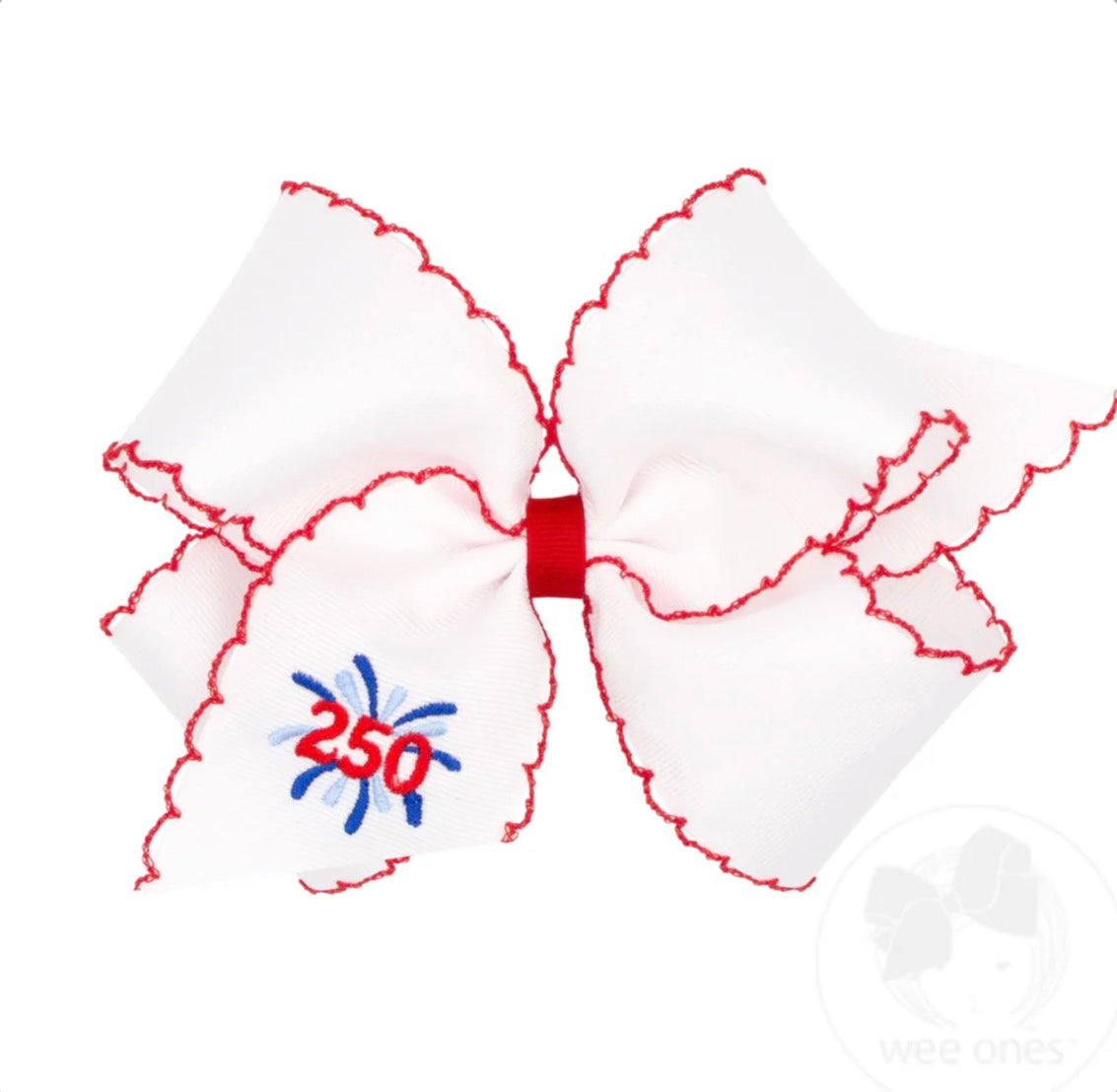King Americana 250 Embroidery on Moonstitch Edge Hair Bow