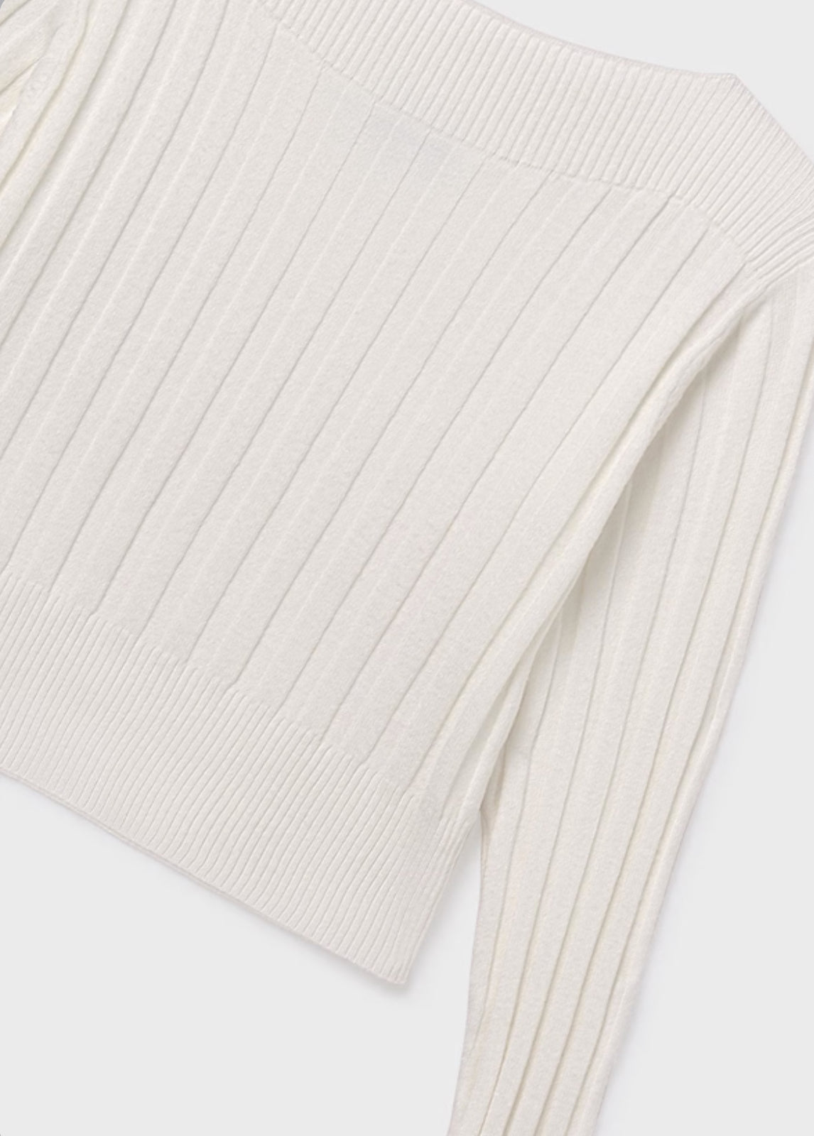 Girl Rib Knit Sweater-Ecru