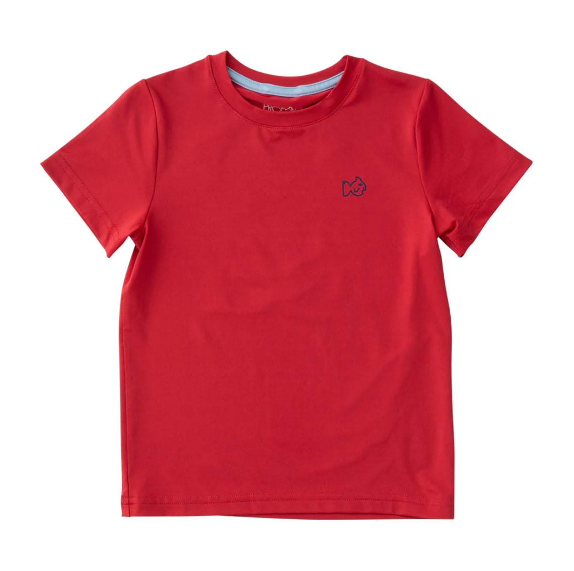 Kids Pro Performance Short Sleeve Fishing T-Shirt in Watermelon Red with Fourth of July Fireworks