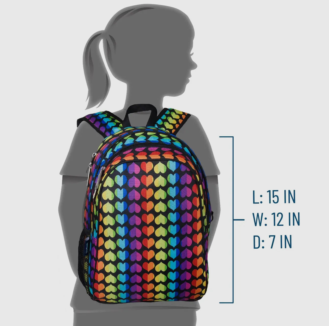 Rainbow Hearts Backpack 15in
