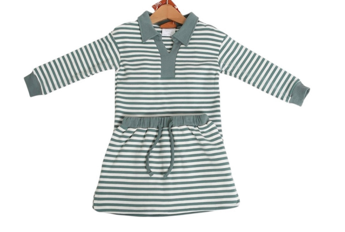 Isabelle Skort Set–Green Stripe