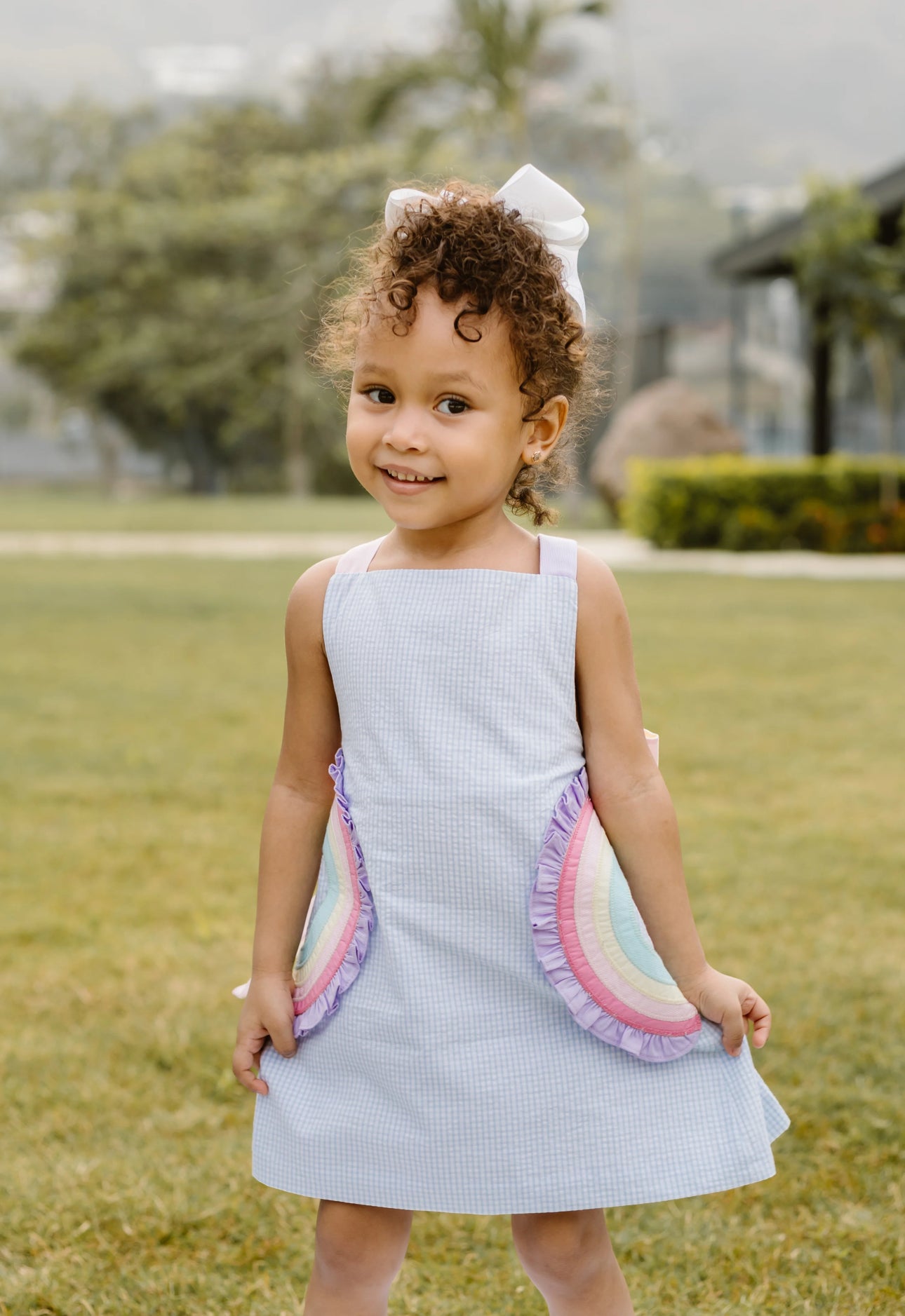 RAINBOW SKYE DRESS,
LIGHT BLUE MINI
SEERSUCKER