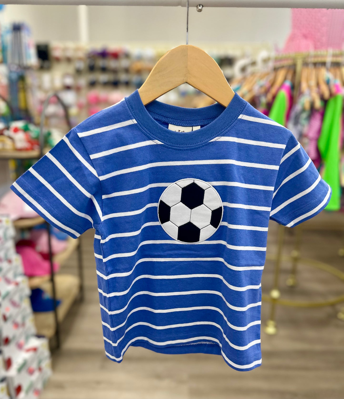 Dark Chambray w/White Stripe Soccer Ball Shirt