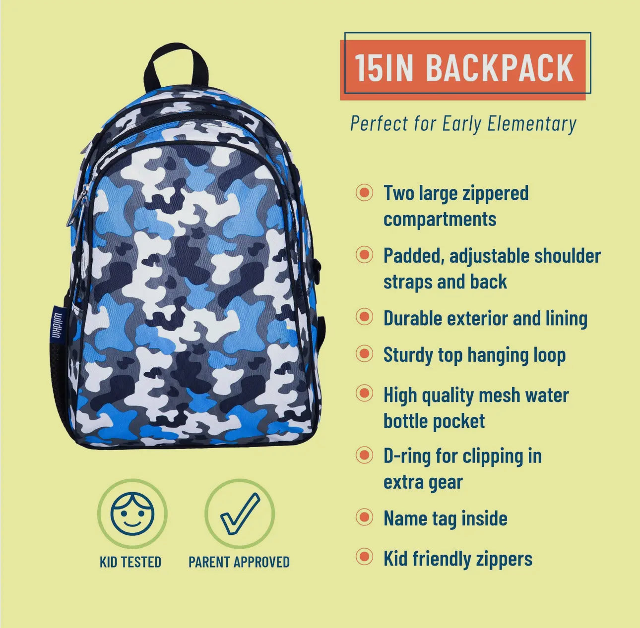 Blue Camo Backpack 15in
