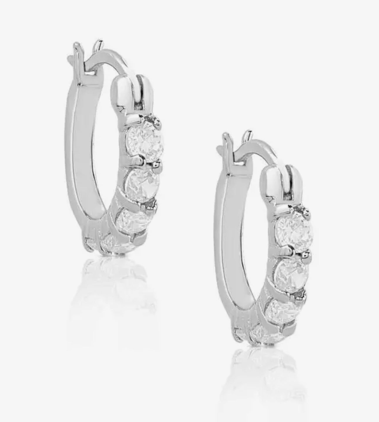 Cz Hoop Earrings in Sterling Silver