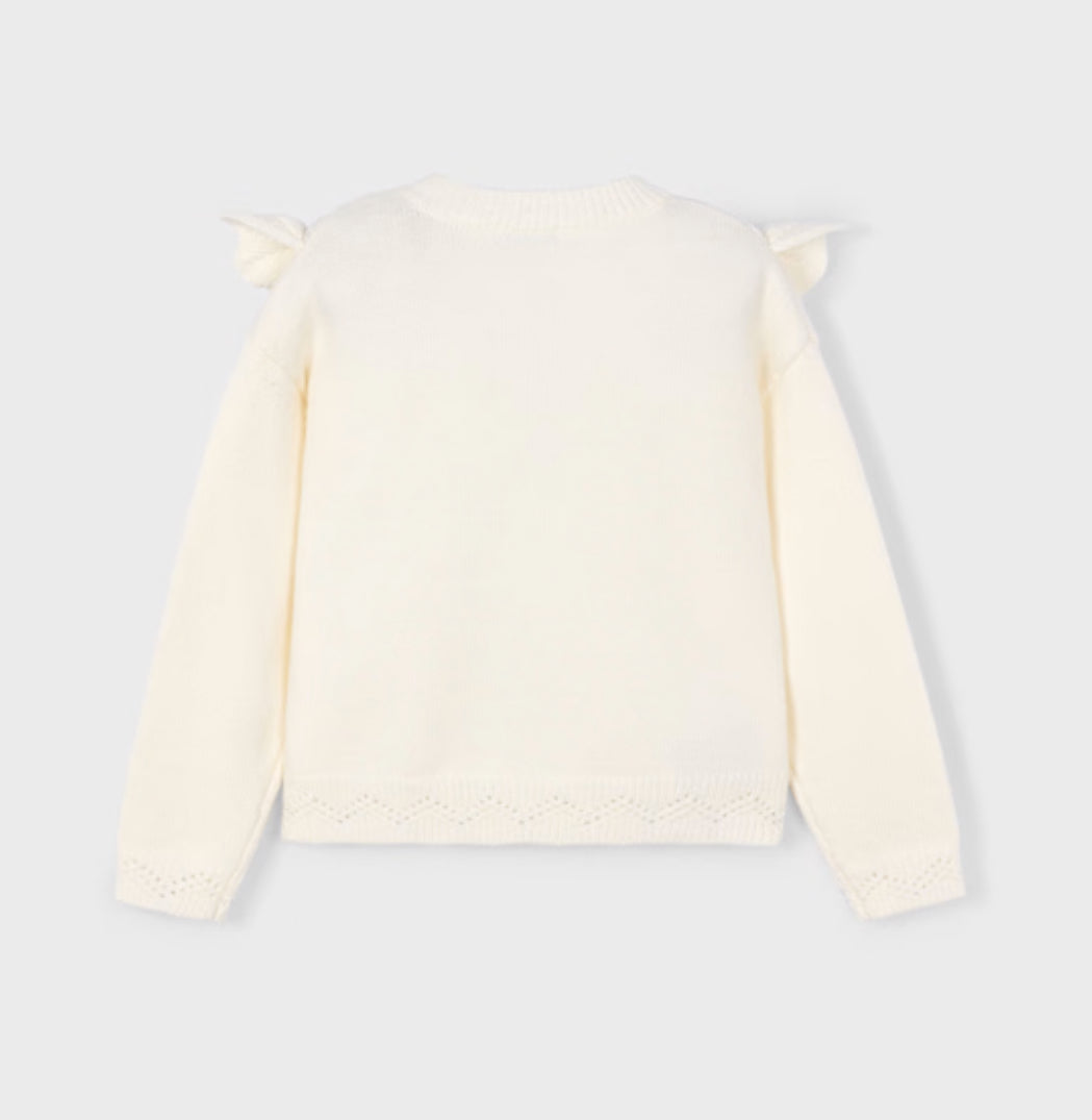Girl Openwork Knit Sweater- Macchiato