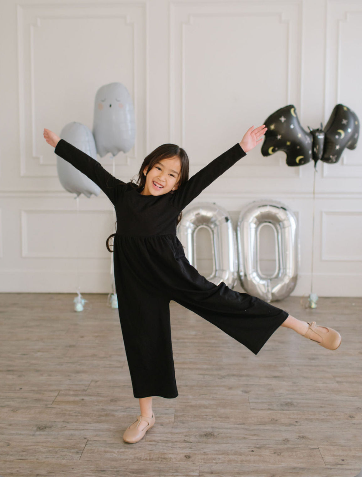 Long Sleeve in Leggy Romper in Midnight