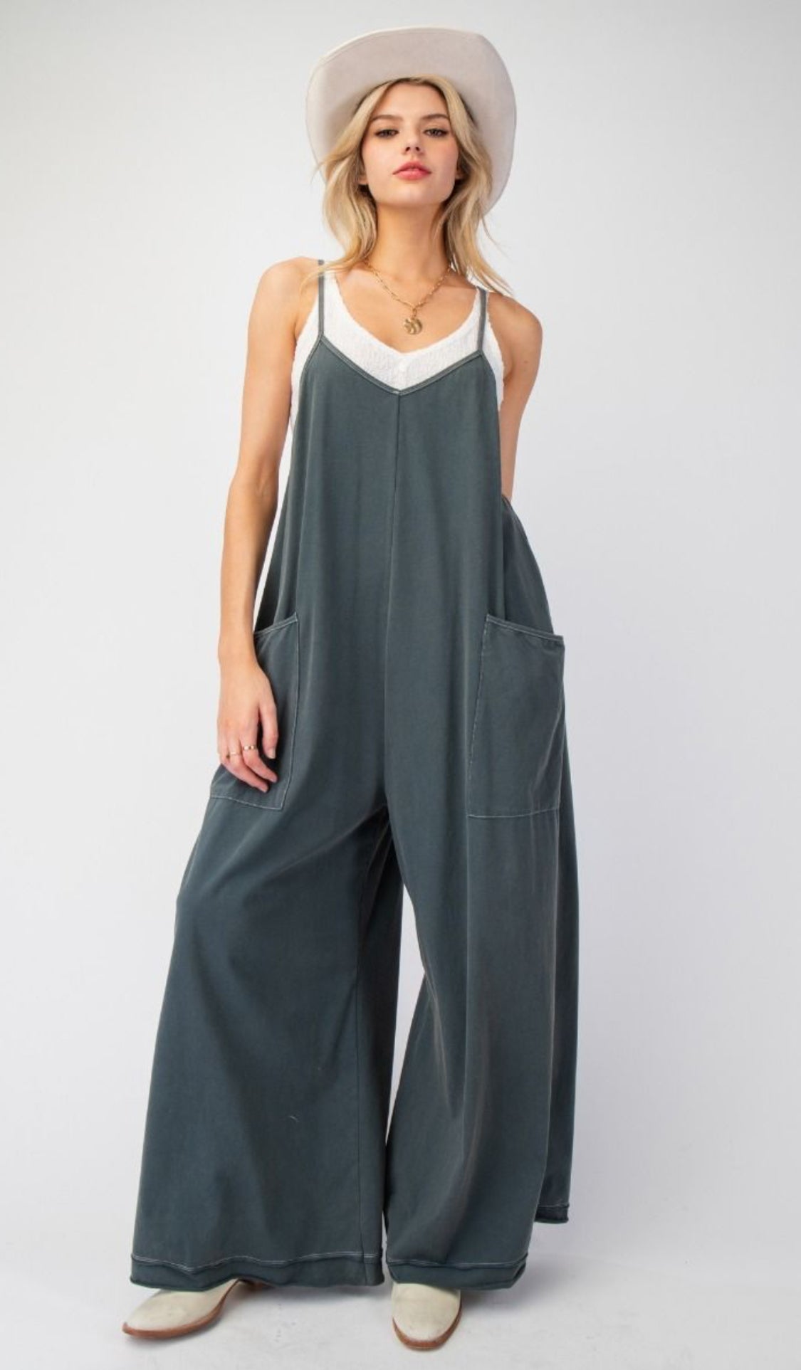 Ash-Mineral Washed Jumpsuit