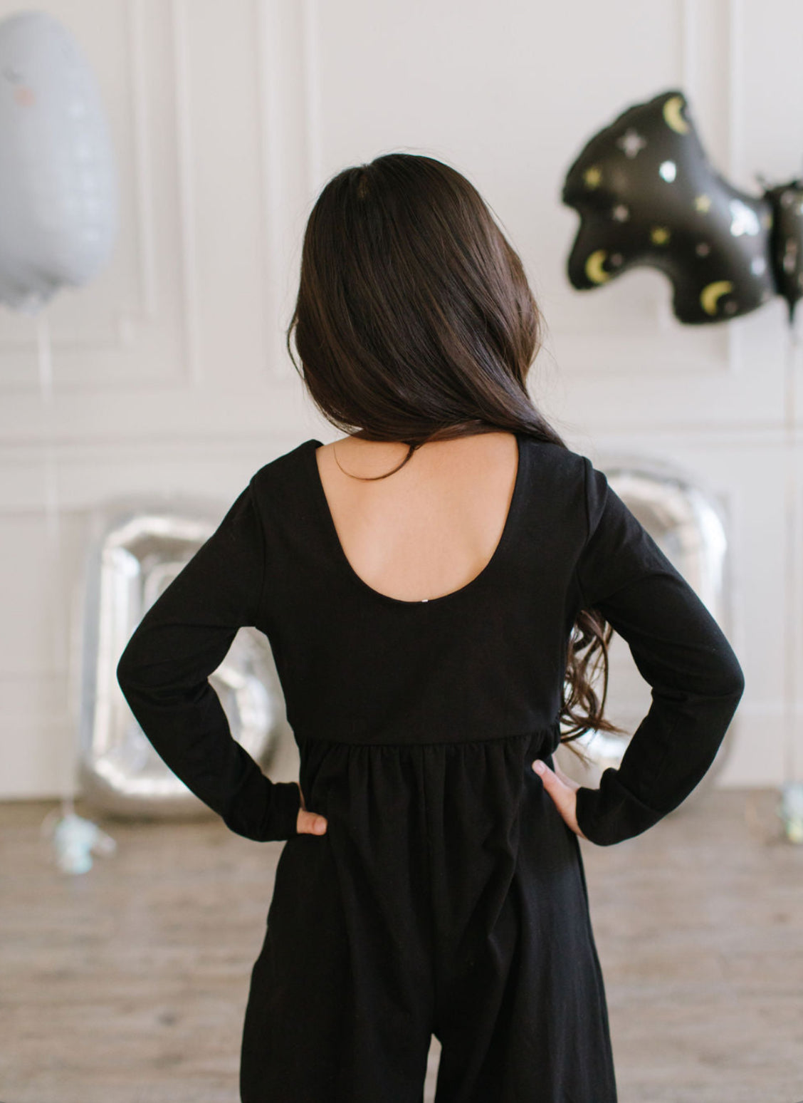 Long Sleeve in Leggy Romper in Midnight