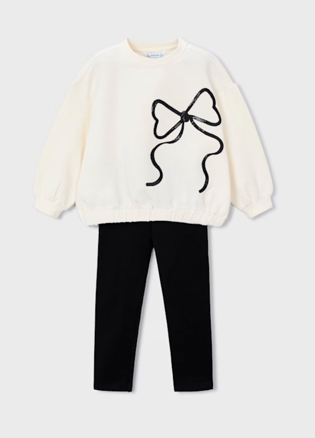 Girl Printed Sweatshirt and Leggings Set- Black