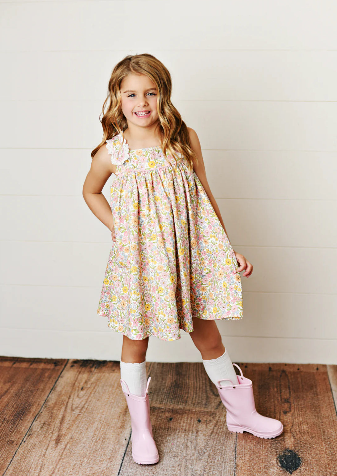Floral Eyelet Trim Dress