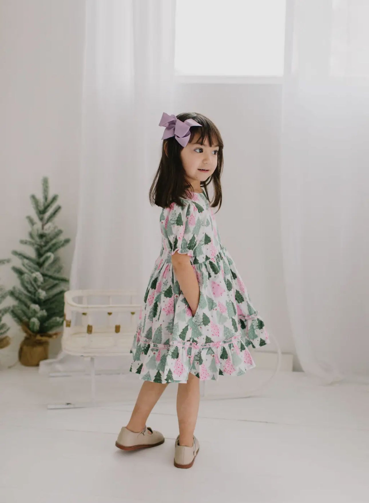 Aura Poplin Dress in Christmas Tree