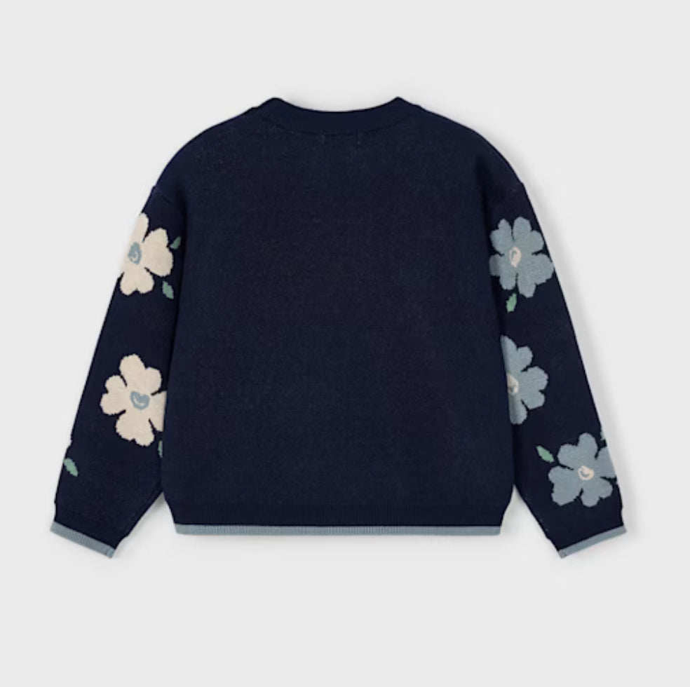 Girl Jacquard Sweater- Petroleum