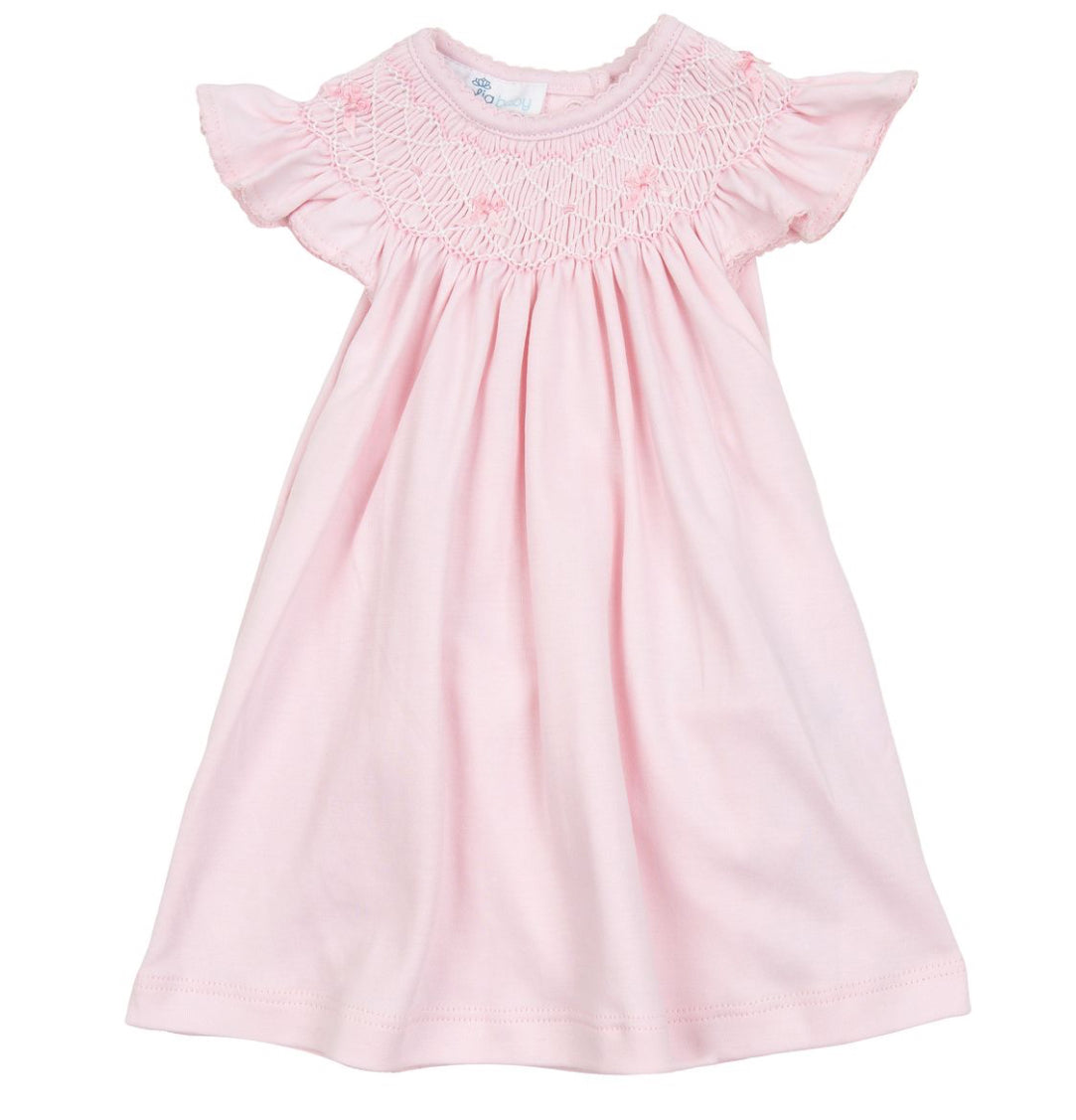 Amelia's Classics Pink Solid Bishop Flutters Toddler Dress